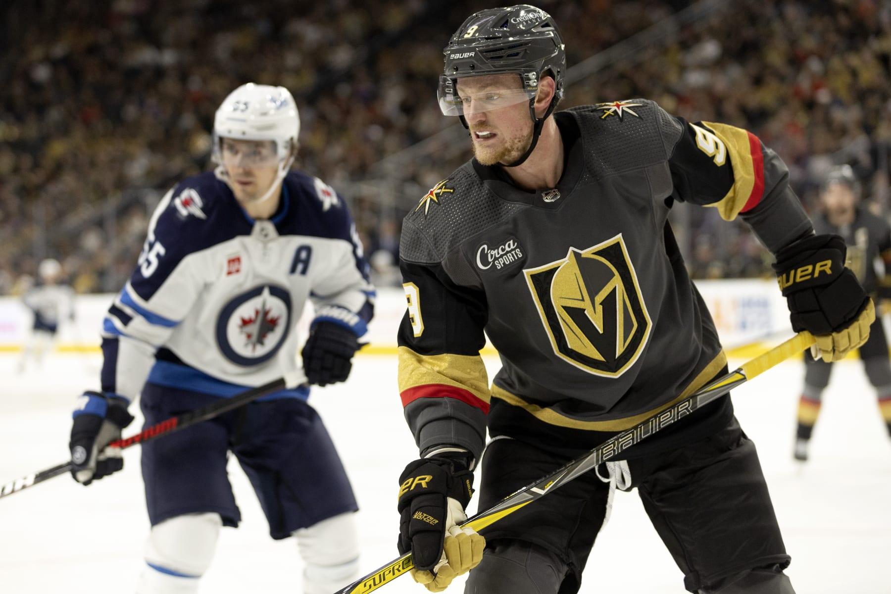 Winnipeg's Mark Scheifele and Vegas' Jack Eichel