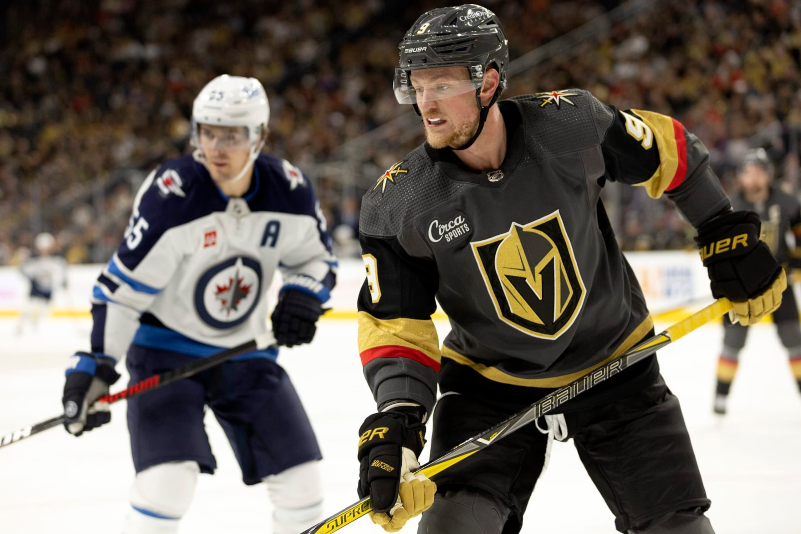 Winnipeg's Mark Scheifele and Vegas' Jack Eichel