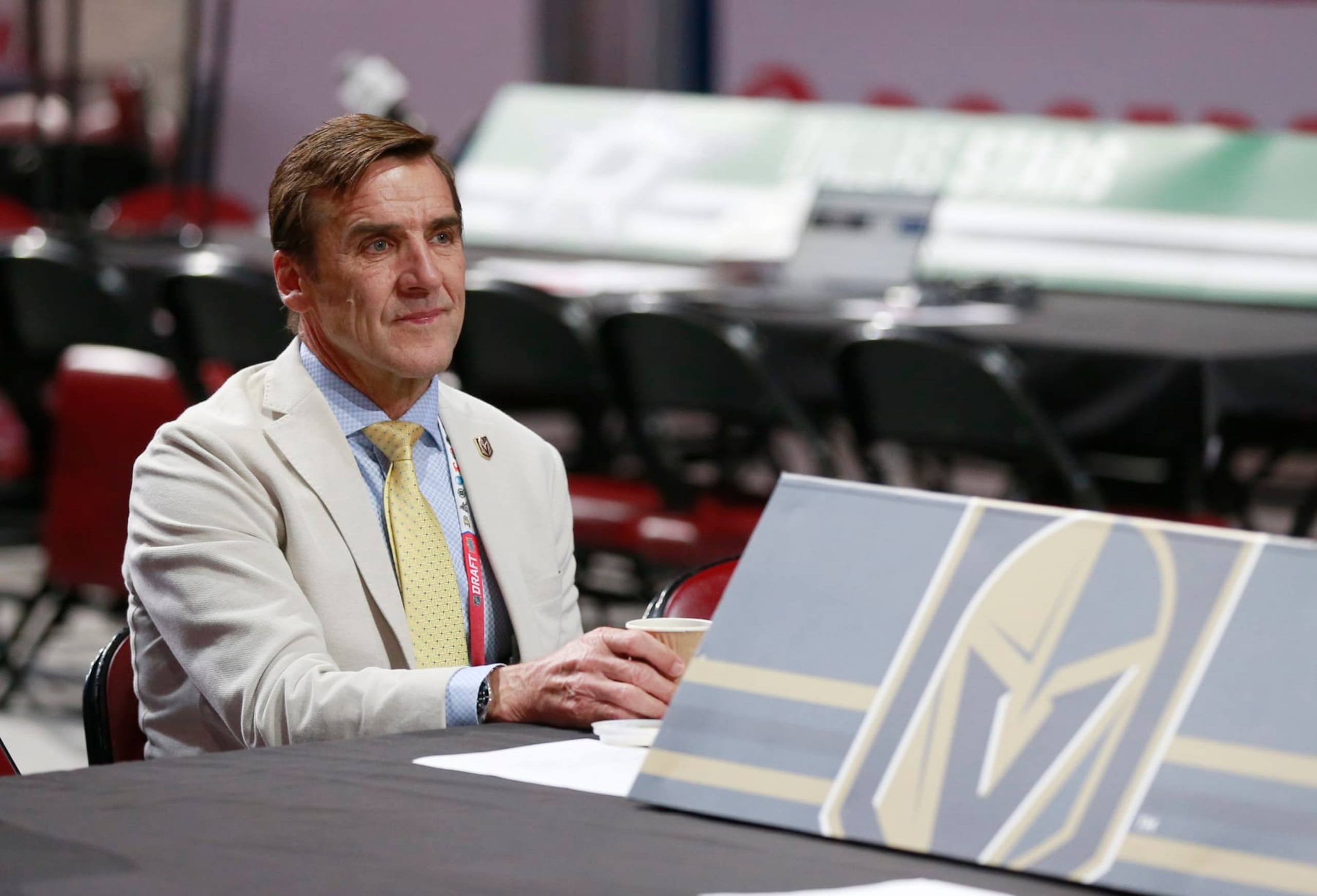 MONTREAL, QUEBEC - JULY 08: President of Hockey Operations George McPhee of the Vegas Golden Knights looks on during the 2022 Upper Deck NHL Draft at Bell Centre on July 08, 2022 in Montreal, Quebec. (Photo by Jeff Vinnick/NHLI via Getty Images)