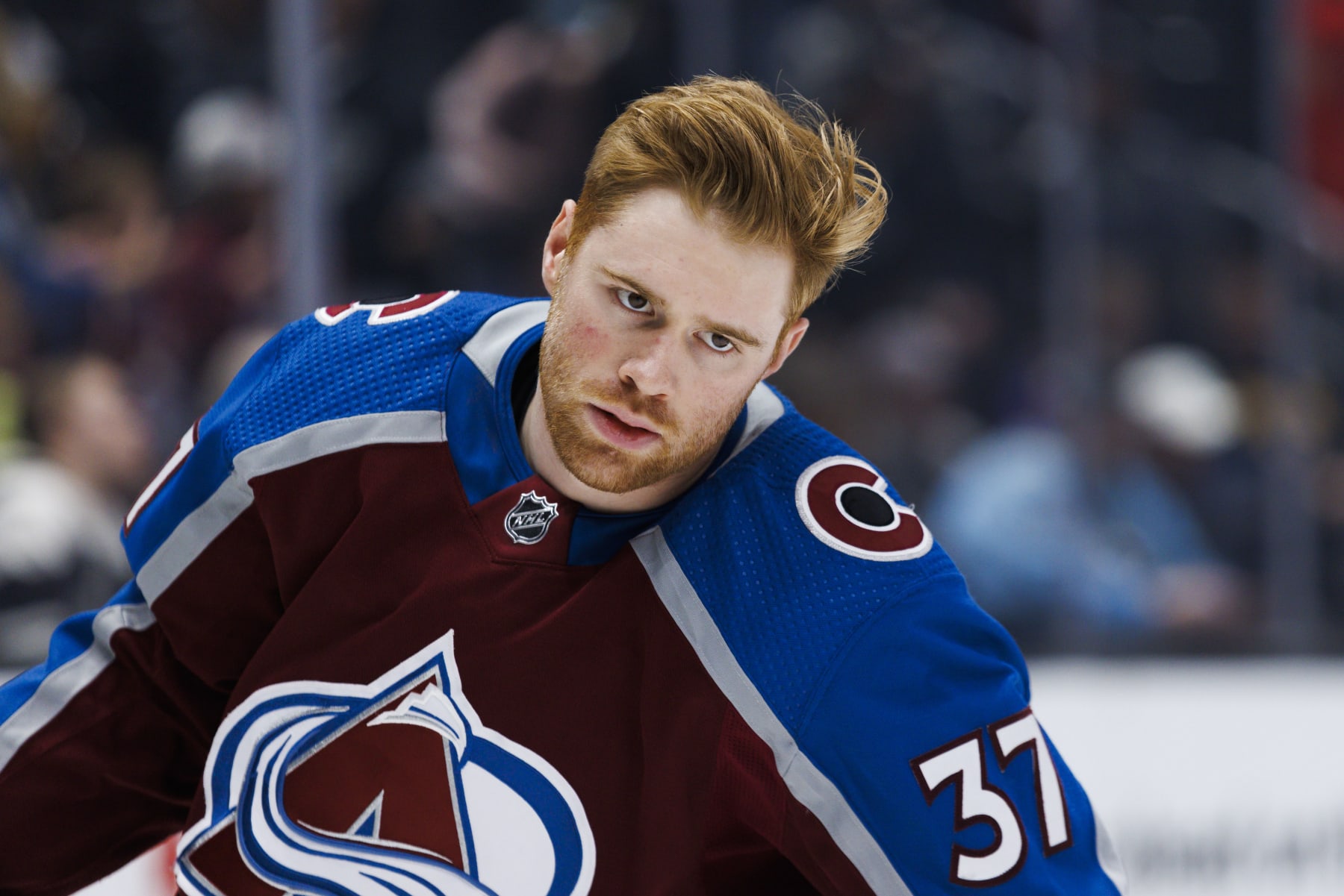 LOS ANGELES, CA - APRIL 08: Colorado Avalanche left wing J.T. Compher (37) during an NHL hockey game between the Colorado Avalanche and the LA Kings on April 8, 2023 at Crypto.com Arena in Los Angeles, CA. (Photo by Ric Tapia/Icon Sportswire via Getty Images)
