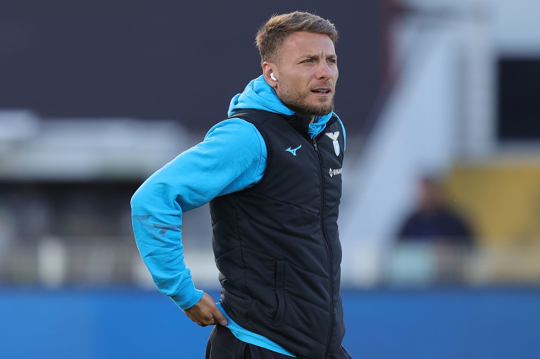 LA SPEZIA, ITALY - APRIL 14: Ciro Immobile SS Lazio looks on during the Serie A match between Spezia Calcio and SS Lazio at Stadio Alberto Picco on April 14, 2023 in La Spezia, Italy.  (Photo by Gabriele Maltinti/Getty Images)