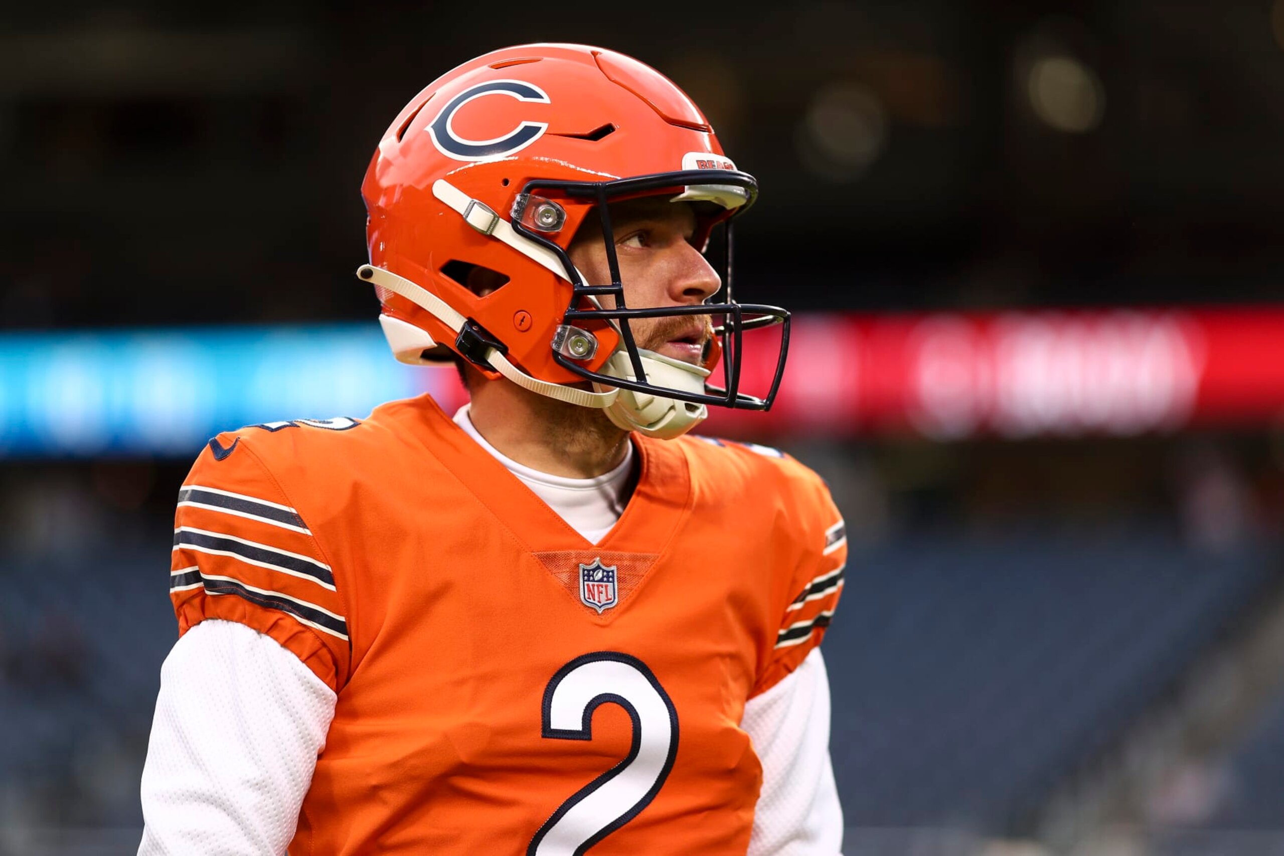 CHICAGO, IL - OCTOBER 13: Cairo Santos #2 of the Chicago Bears warms up prior to an NFL football game against the Washington Commanders at Soldier Field on October 13, 2022 in Chicago, Illinois. (Photo by Kevin Sabitus/Getty Images) CHICAGO, IL - OCTOBER 13: Cairo Santos #2 of the Chicago Bears warms up prior to an NFL football game against the Washington Commanders at Soldier Field on October 13, 2022 in Chicago, Illinois. (Photo by Kevin Sabitus/Getty Images)