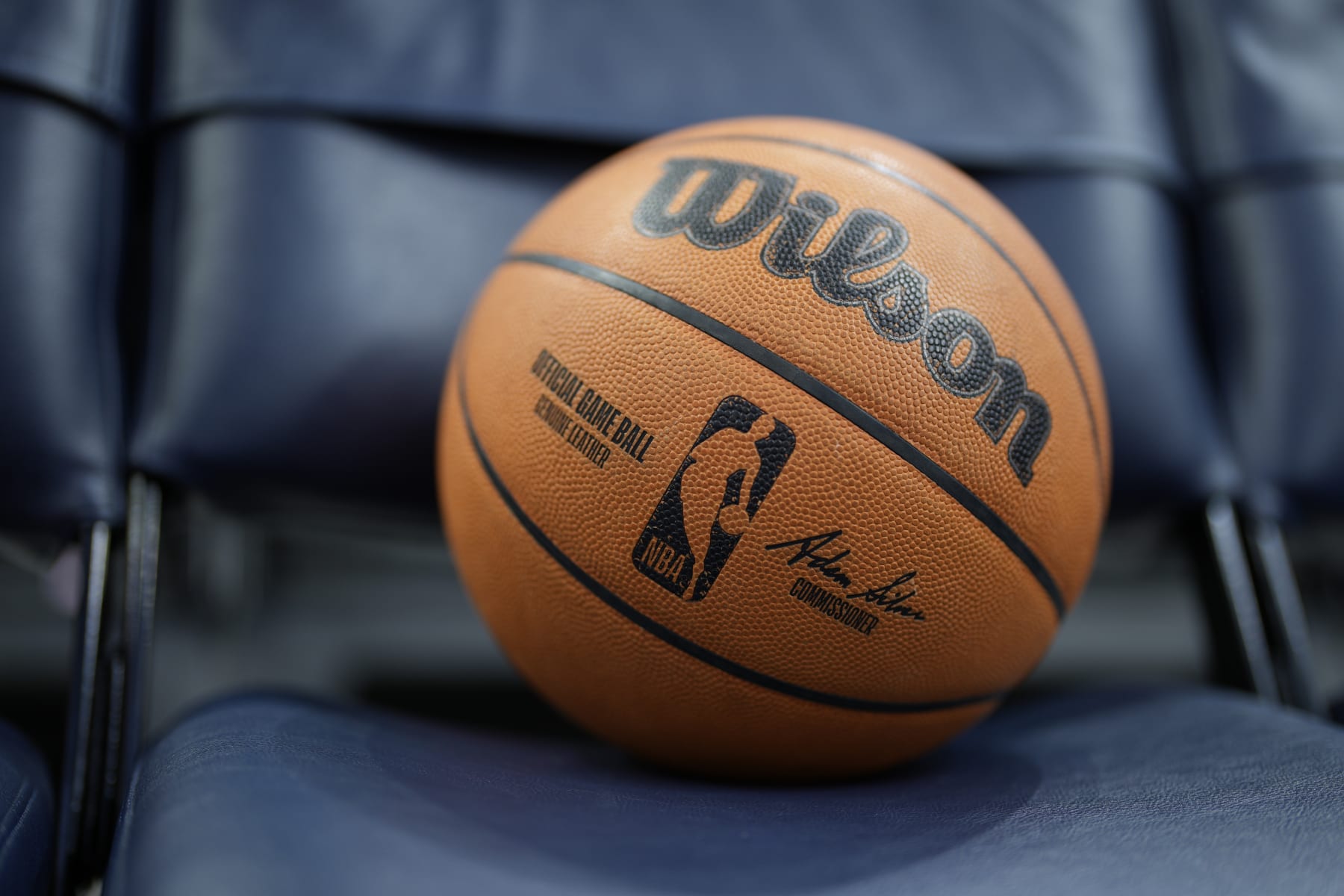 MINNEAPOLIS, MN -  APRIL 14: A generic photograph of an official Wilson basketball before the 2023 Play-In Tournament on April 14, 2023 at Target Center in Minneapolis, Minnesota. NOTE TO USER: User expressly acknowledges and agrees that, by downloading and or using this Photograph, user is consenting to the terms and conditions of the Getty Images License Agreement. Mandatory Copyright Notice: Copyright 2023 NBAE (Photo by Jordan Johnson/NBAE via Getty Images)
