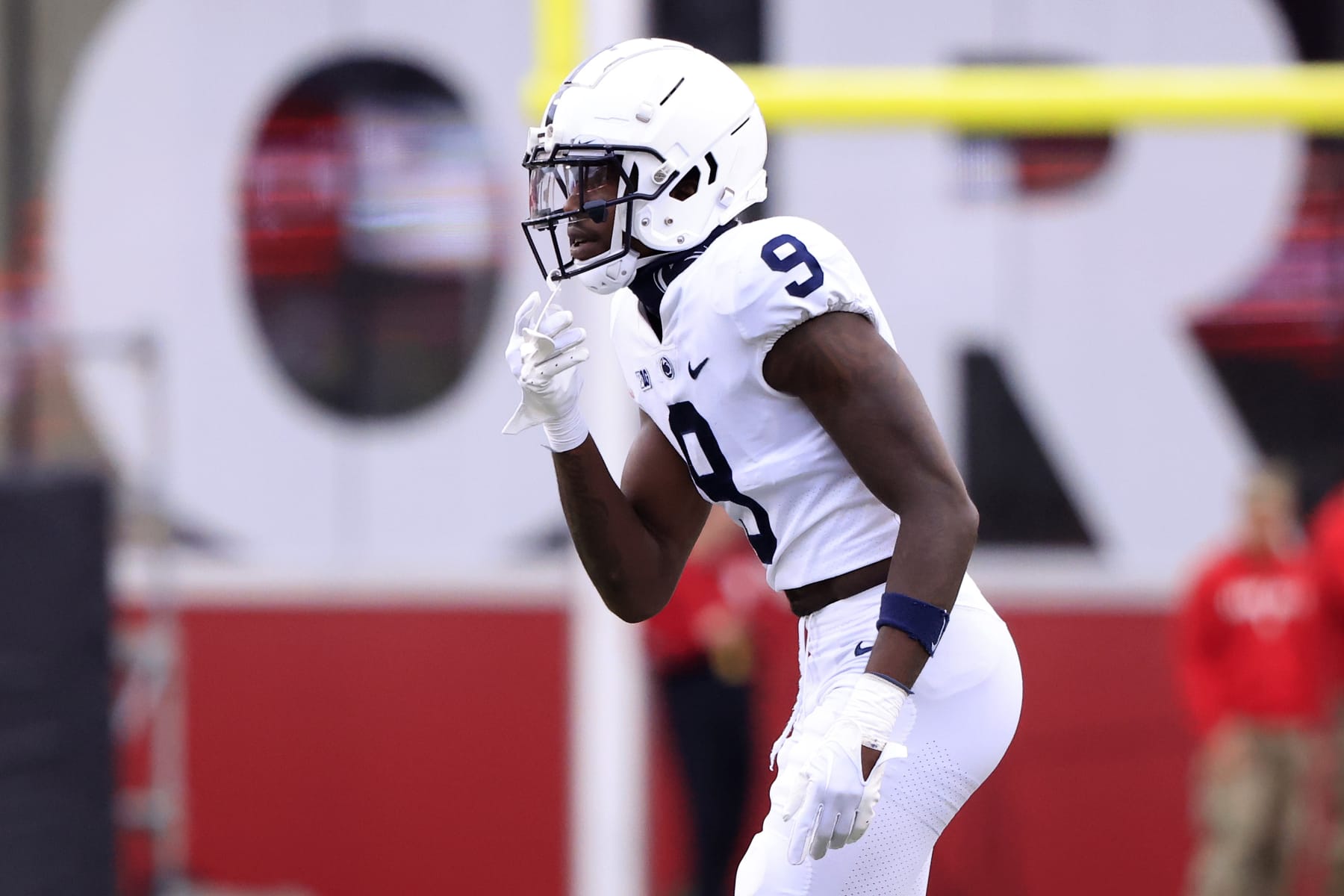 BLOOMINGTON, INDIANA - NOVEMBER 05: Joey Porter Jr. #9 of the Penn State Nittany Lions on the field in the game against the Indiana Hoosiers at Memorial Stadium on November 05, 2022 in Bloomington, Indiana. (Photo by Justin Casterline/Getty Images)