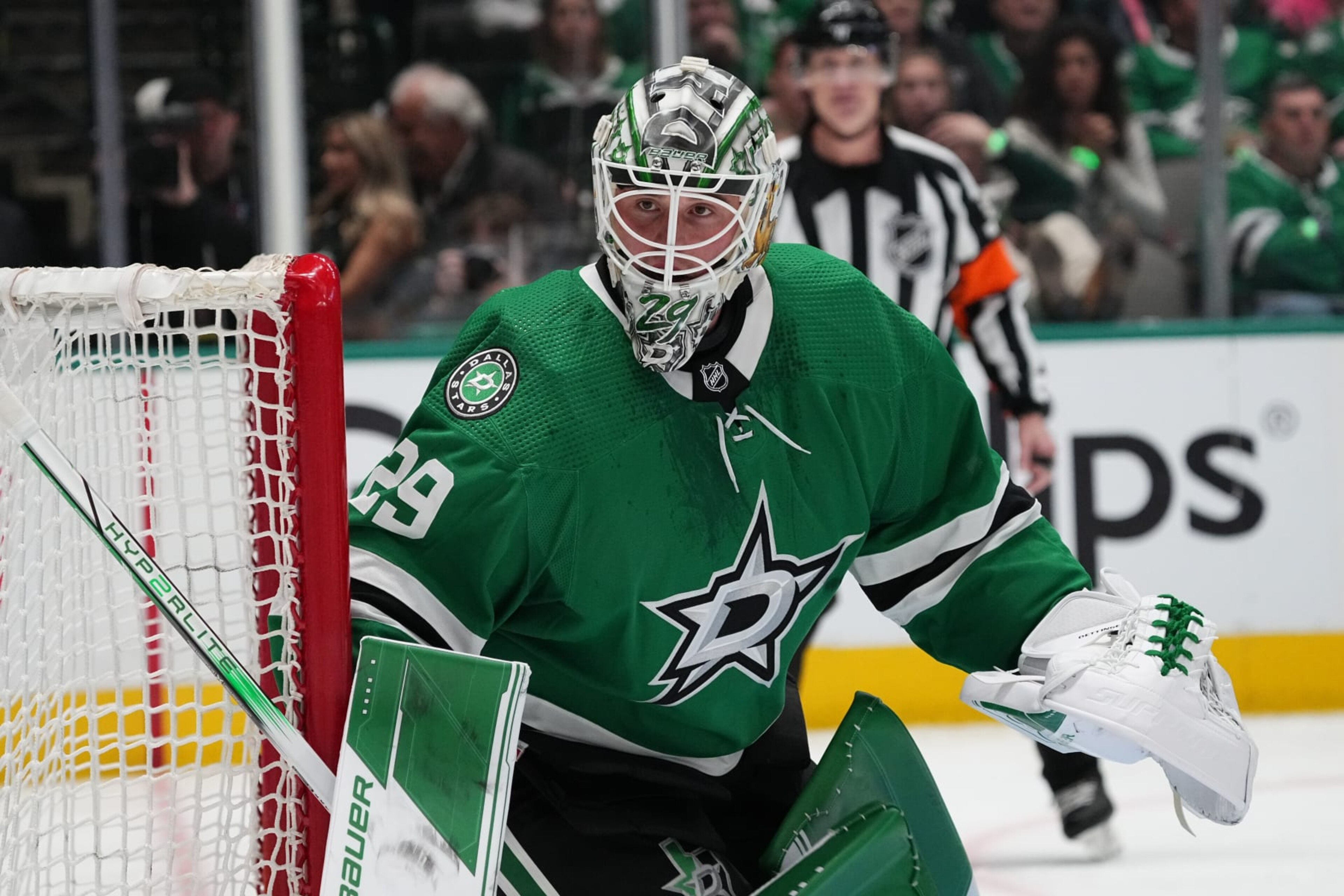 DALLAS, TX APRIL 17: XX XX against XX in Game One of the First Round of the 2023 Stanley Cup Playoffs at American Airlines Center on April 17, 2023, in Dallas, Texas (Photo by Glenn James/NHLI via Getty Images) DALLAS, TX APRIL 17: XX XX against XX in Game One of the First Round of the 2023 Stanley Cup Playoffs at American Airlines Center on April 17, 2023, in Dallas, Texas (Photo by Glenn James/NHLI via Getty Images)