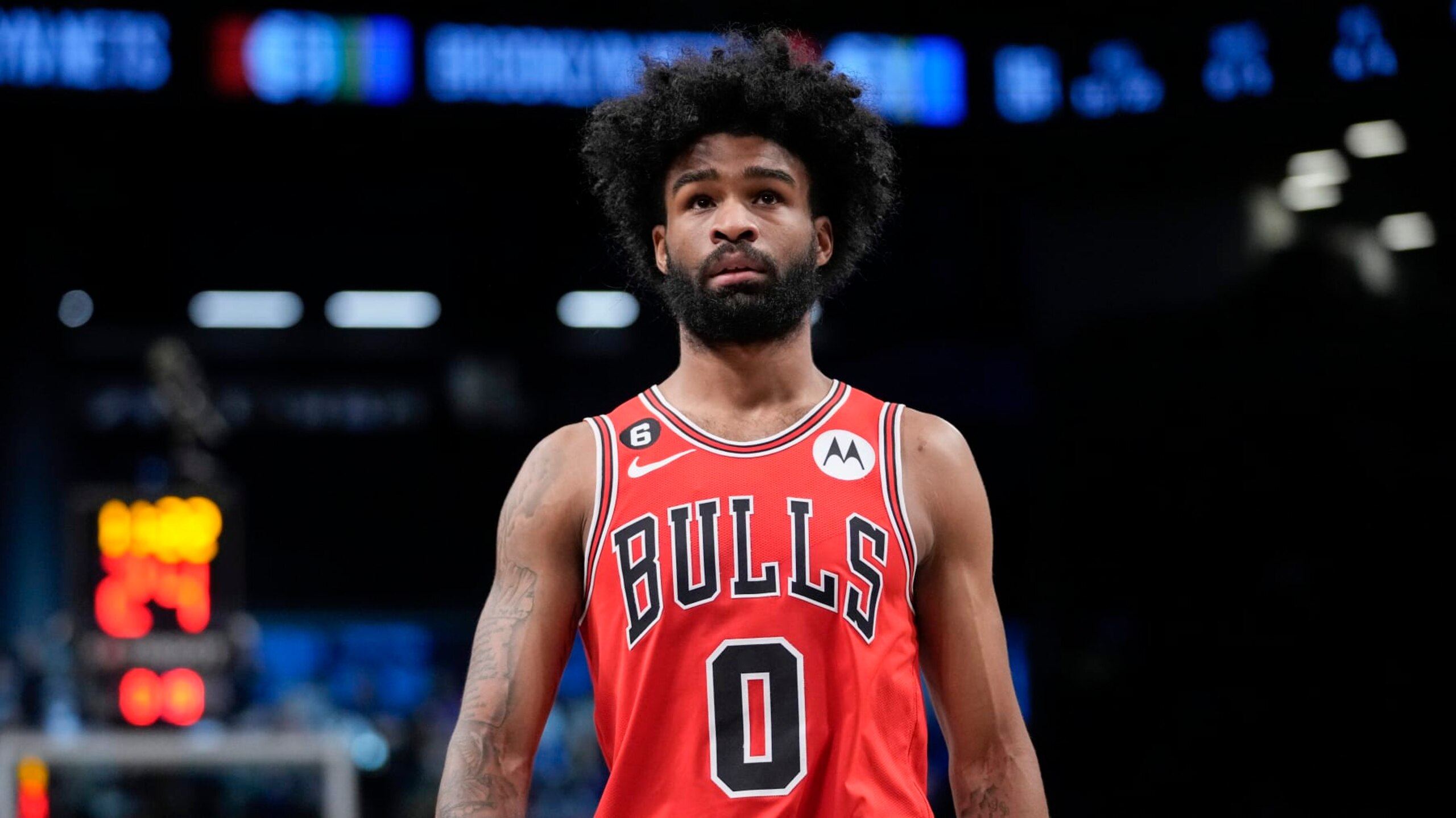 Chicago Bulls guard Coby White during the first half of an NBA basketball game against the Brooklyn Nets, Thursday, Feb. 9, 2023, in New York. (AP Photo/Mary Altaffer) Chicago Bulls guard Coby White during the first half of an NBA basketball game against the Brooklyn Nets, Thursday, Feb. 9, 2023, in New York. (AP Photo/Mary Altaffer)