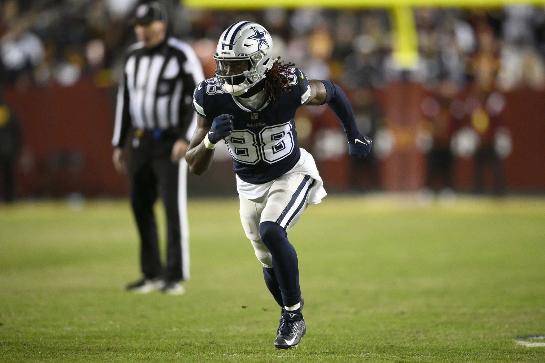 Dallas Cowboys wide receiver CeeDee Lamb (88) in action during the first half of an NFL football game against the Washington Commanders, Sunday, Jan. 8, 2023, in Landover, Md. (AP Photo/Nick Wass)