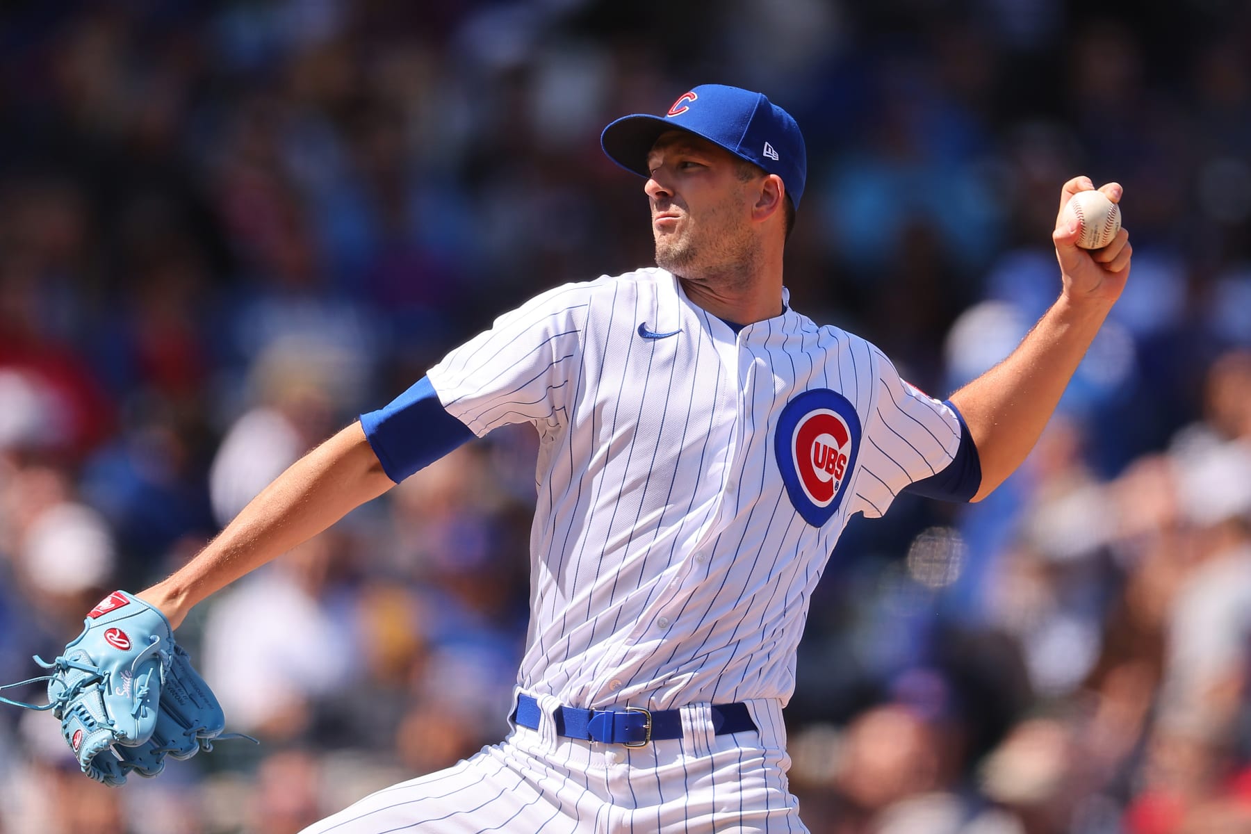 CHICAGO, ILLINOIS - APRIL 21:  Drew Smyly #11 of the Chicago Cubs delivers a pitch during the second inning against the Los Angeles Dodgers at Wrigley Field on April 21, 2023 in Chicago, Illinois. (Photo by Michael Reaves/Getty Images)
