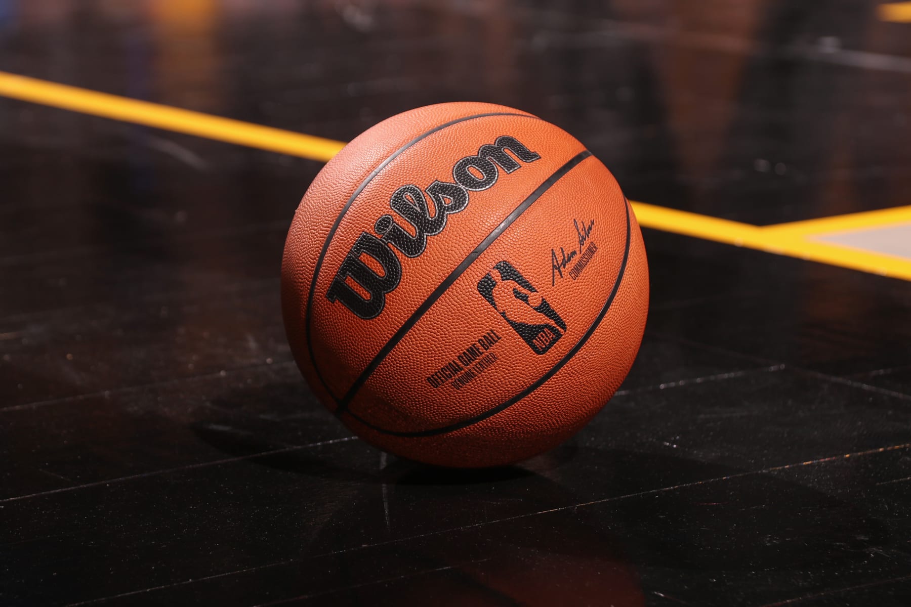 SAN FRANCISCO, CA - APRIL 20:  A generic basketball photo of the Official Wilson basketball during round one game three of the 2023 NBA Playoffs on April 20, 2023 at Chase Center in San Francisco, California. NOTE TO USER: User expressly acknowledges and agrees that, by downloading and or using this photograph, user is consenting to the terms and conditions of Getty Images License Agreement. Mandatory Copyright Notice: Copyright 2023 NBAE (Photo by Jed Jacobsohn/NBAE via Getty Images)