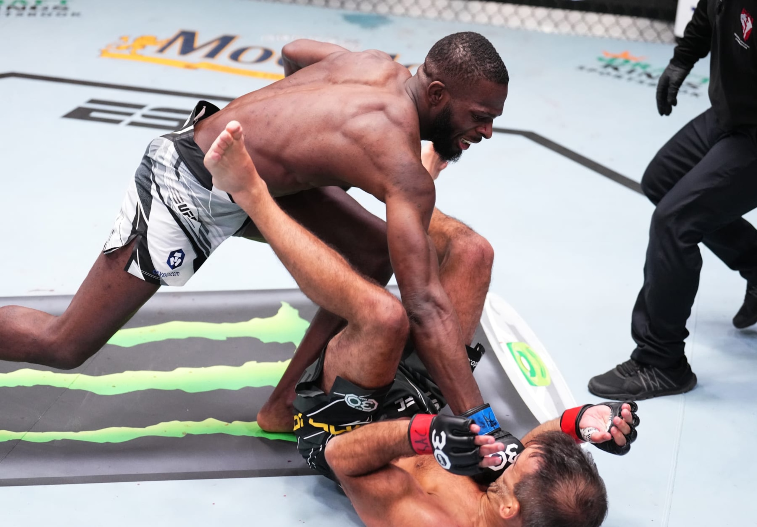 LAS VEGAS, NEVADA - APRIL 22: (L-R) Montel Jackson punches Rani Yahya of Brazil in a bantamweight fight during the UFC Fight Night event at UFC APEX on April 22, 2023 in Las Vegas, Nevada. (Photo by Chris Unger/Zuffa LLC via Getty Images)