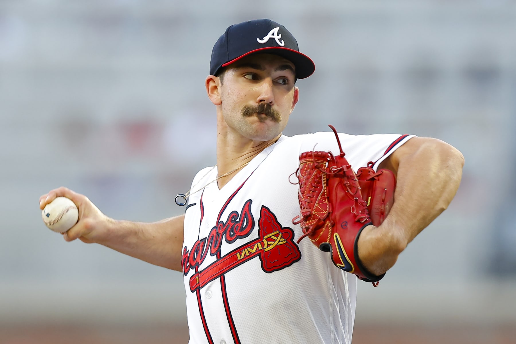ATLANTA, GA - APRIL 12: Spencer Strider #99 of the Atlanta Braves pitches during the first inning against the Cincinnati Reds at Truist Park on April 12, 2023 in Atlanta, Georgia. (Photo by Todd Kirkland/Getty Images)