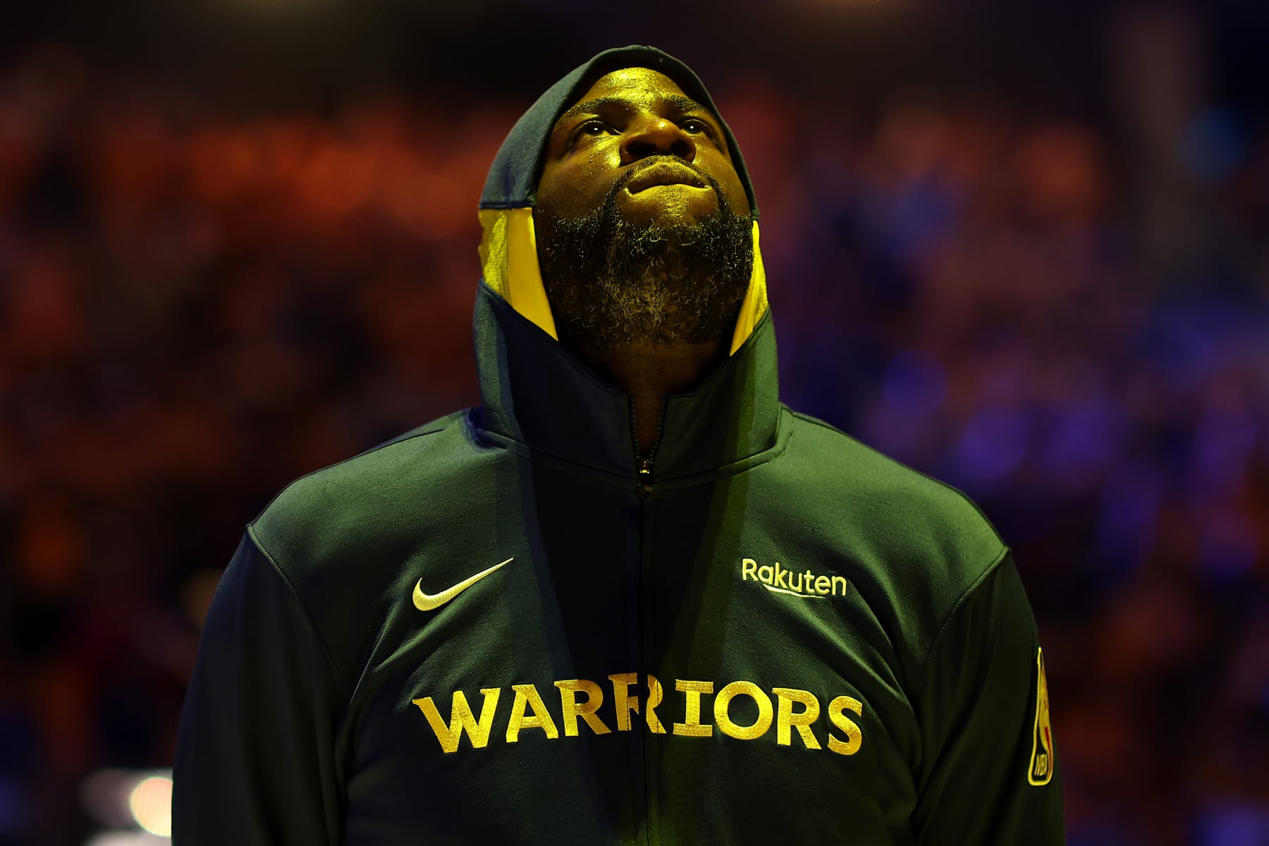 SAN FRANCISCO, CALIFORNIA - APRIL 23: Draymond Green #23 of the Golden State Warriors stands on the court before their game against the Sacramento Kings in Game Four of the Western Conference First Round Playoffs at Chase Center on April 23, 2023 in San Francisco, California. NOTE TO USER: User expressly acknowledges and agrees that, by downloading and or using this photograph, User is consenting to the terms and conditions of the Getty Images License Agreement. (Photo by Ezra Shaw/Getty Images)
