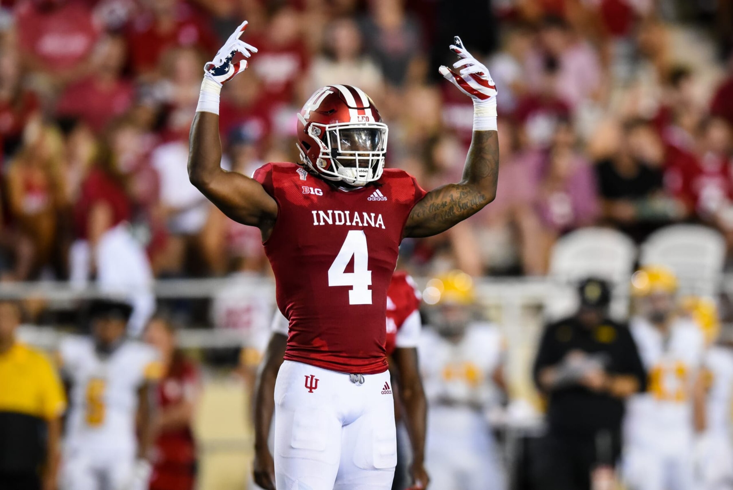 BLOOMINGTON, IN - SEPTEMBER 11: Indiana LB Cam Jones (4) during a college football game between the Idaho Vandals and Indiana Hoosiers on September 11, 2021 at Memorial Stadium in Bloomington, IN. (Photo by James Black/Icon Sportswire via Getty Images)