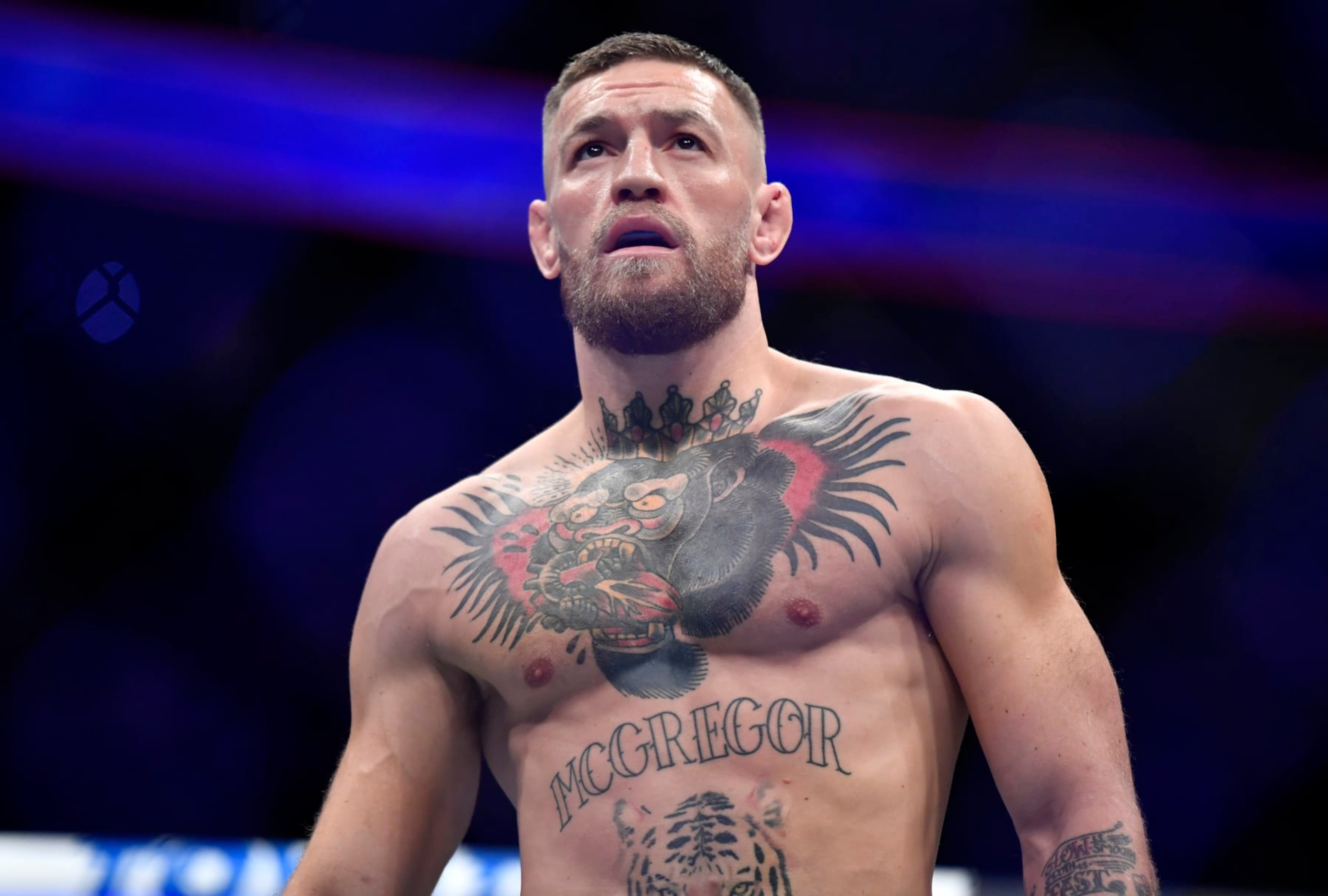 LAS VEGAS, NEVADA - JULY 10: Conor McGregor of Ireland prepares to fight Dustin Poirier during the UFC 264 event at T-Mobile Arena on July 10, 2021 in Las Vegas, Nevada. (Photo by Chris Unger/Zuffa LLC) LAS VEGAS, NEVADA - JULY 10: Conor McGregor of Ireland prepares to fight Dustin Poirier during the UFC 264 event at T-Mobile Arena on July 10, 2021 in Las Vegas, Nevada. (Photo by Chris Unger/Zuffa LLC)