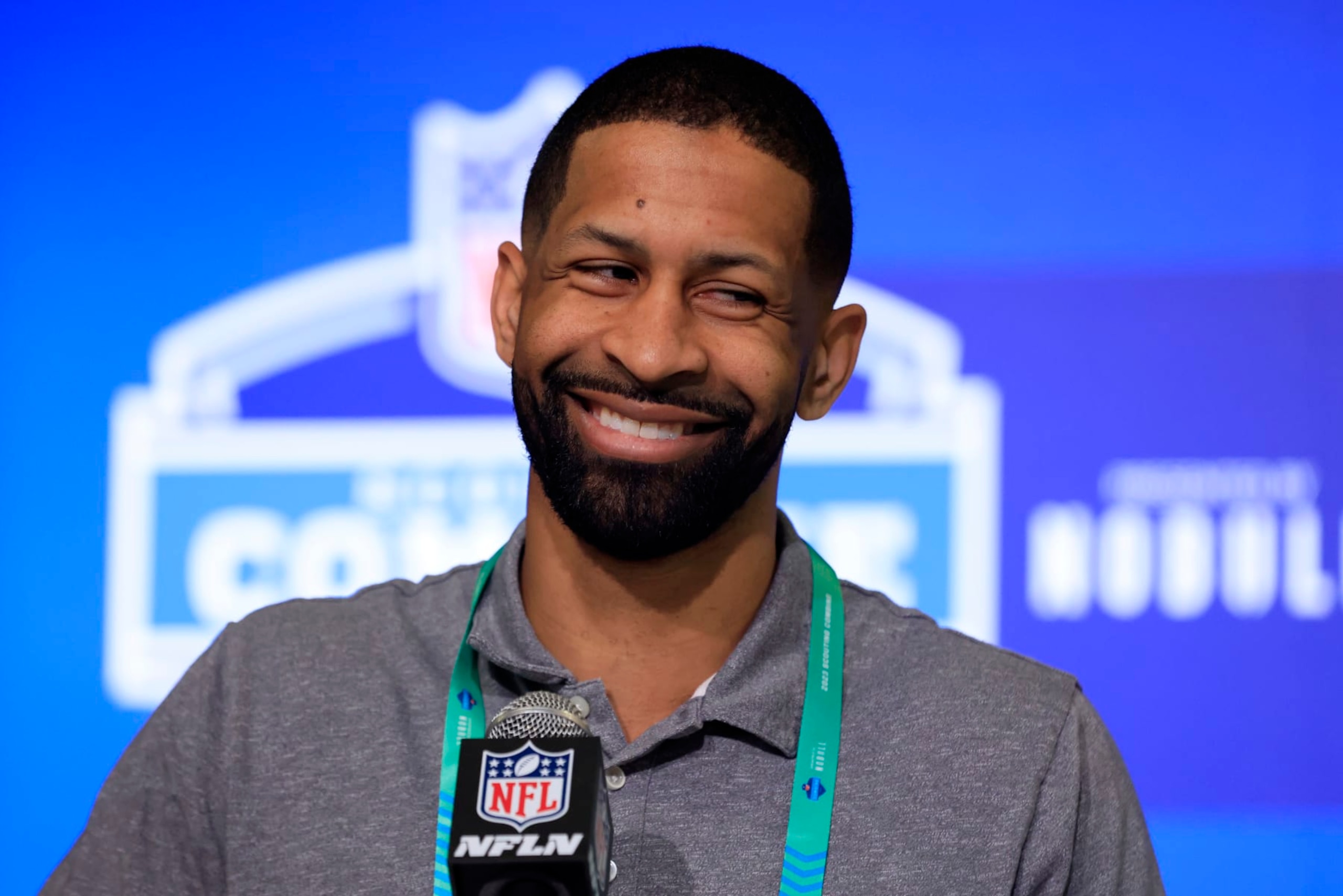 INDIANAPOLIS, INDIANA - FEBRUARY 28: General manager Andrew Berry of the Cleveland Browns speaks with the media during the NFL Combine at Lucas Oil Stadium on February 28, 2023 in Indianapolis, Indiana. (Photo by Justin Casterline/Getty Images)