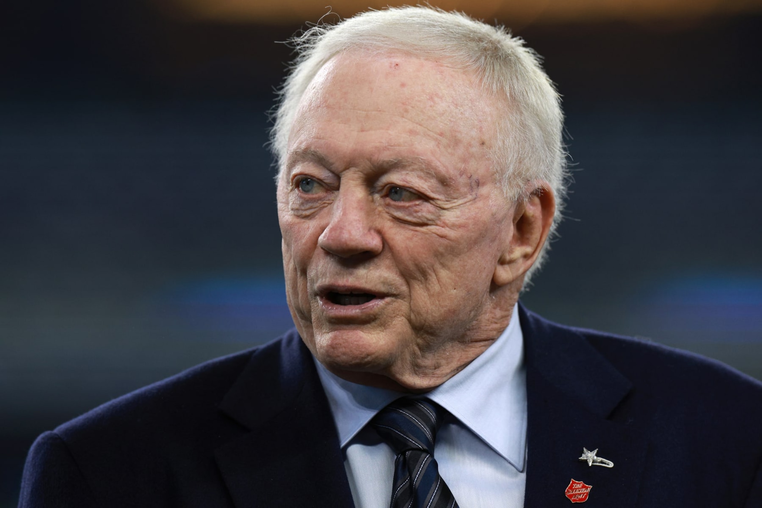 ARLINGTON, TEXAS - DECEMBER 11: Dallas Cowboys owner Jerry Jones looks on prior to a game against the Houston Texans at AT&T Stadium on December 11, 2022 in Arlington, Texas. (Photo by Tom Pennington/Getty Images)