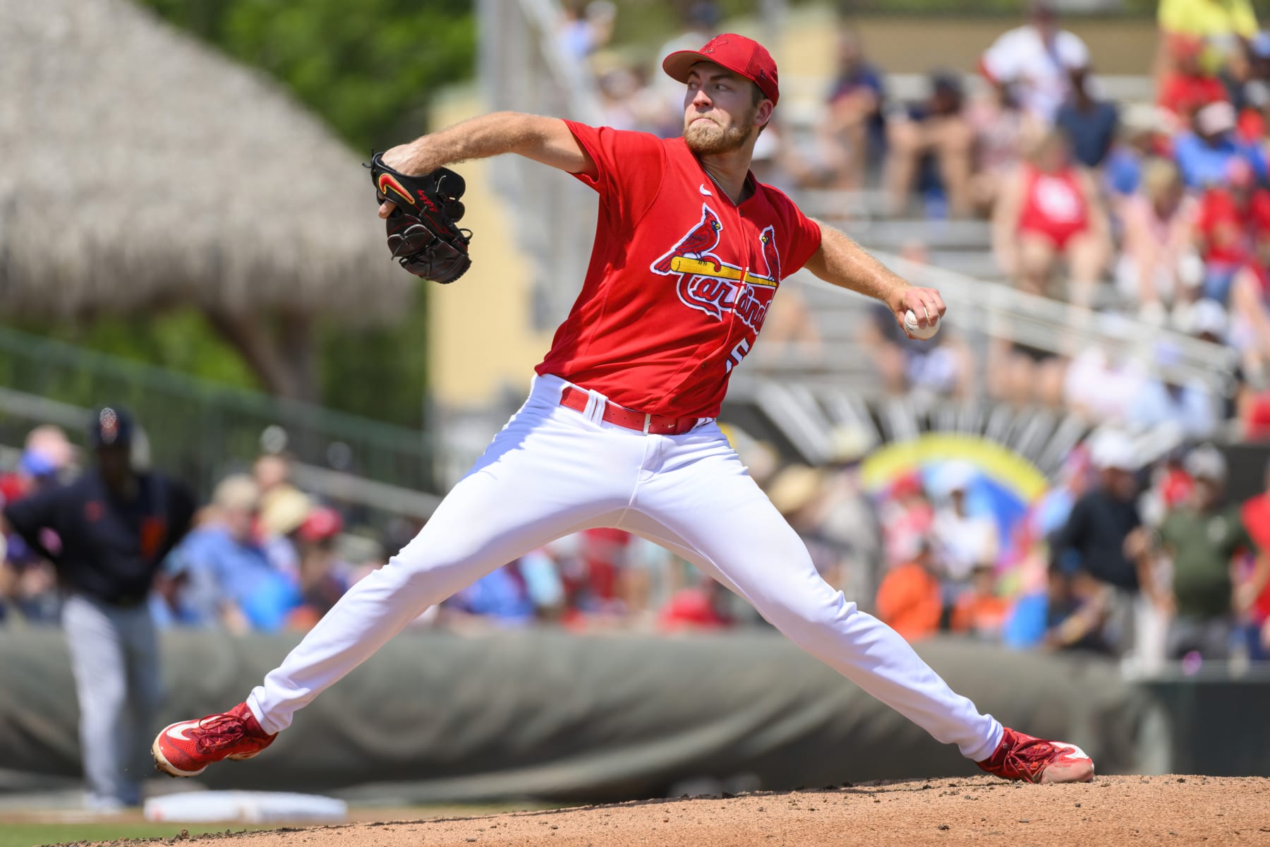 JUPITER, FL - MARCH 18: : St. Louis Cardinals pitcher Matthew Liberatore throws the ball from the mound during a MLB spring training game between the Detroit Tigers and the St. Louis Cardinals at Roger Dean Chevrolet Stadium on March 18, 2023 in Jupiter, Florida.(Photo by Doug Murray/Icon Sportswire via Getty Images)