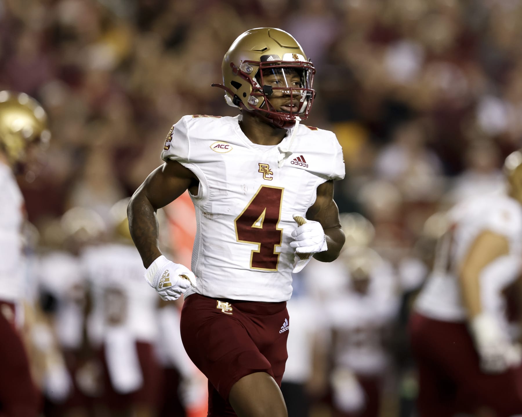 TALLAHASSEE, FL - SEPTEMBER 24: Wide Receiver Zay Flowers #4 of the Boston College Eagles during the game against the Florida State Seminoles at Doak Campbell Stadium on Bobby Bowden Field on September 24, 2022 in Tallahassee, Florida. The Seminoles defeated the Eagles 44 to 14. (Photo by Don Juan Moore/Getty Images)
