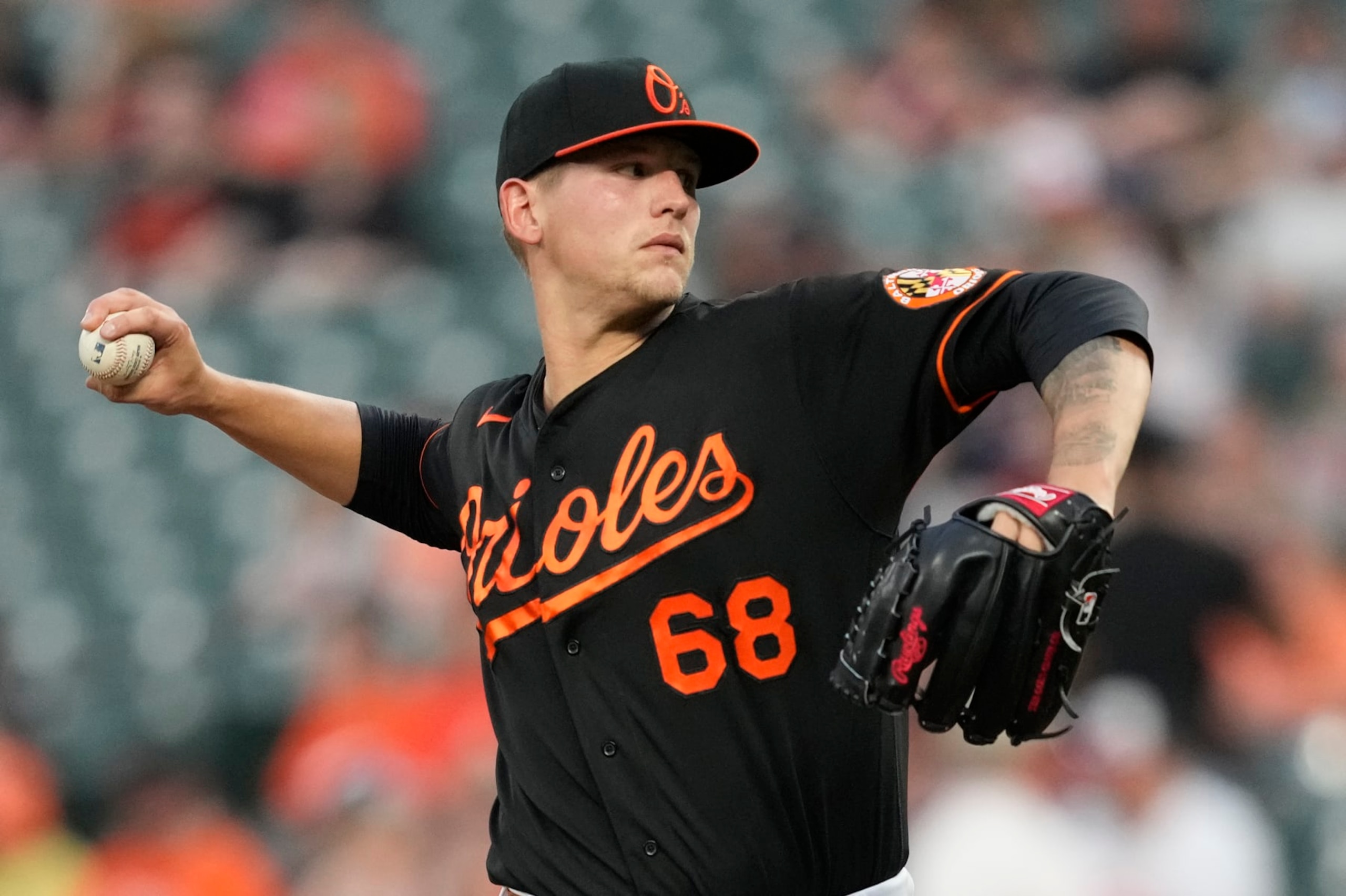 BALTIMORE, MARYLAND - APRIL 21: Tyler Wells #68 of the Baltimore Orioles pitches in the first inning during a baseball game against the Detroit Tigers at Oriole Park at Camden Yards on April 21, 2023 in Baltimore, Maryland. (Photo by Mitchell Layton/Getty Images) BALTIMORE, MARYLAND - APRIL 21: Tyler Wells #68 of the Baltimore Orioles pitches in the first inning during a baseball game against the Detroit Tigers at Oriole Park at Camden Yards on April 21, 2023 in Baltimore, Maryland. (Photo by Mitchell Layton/Getty Images)