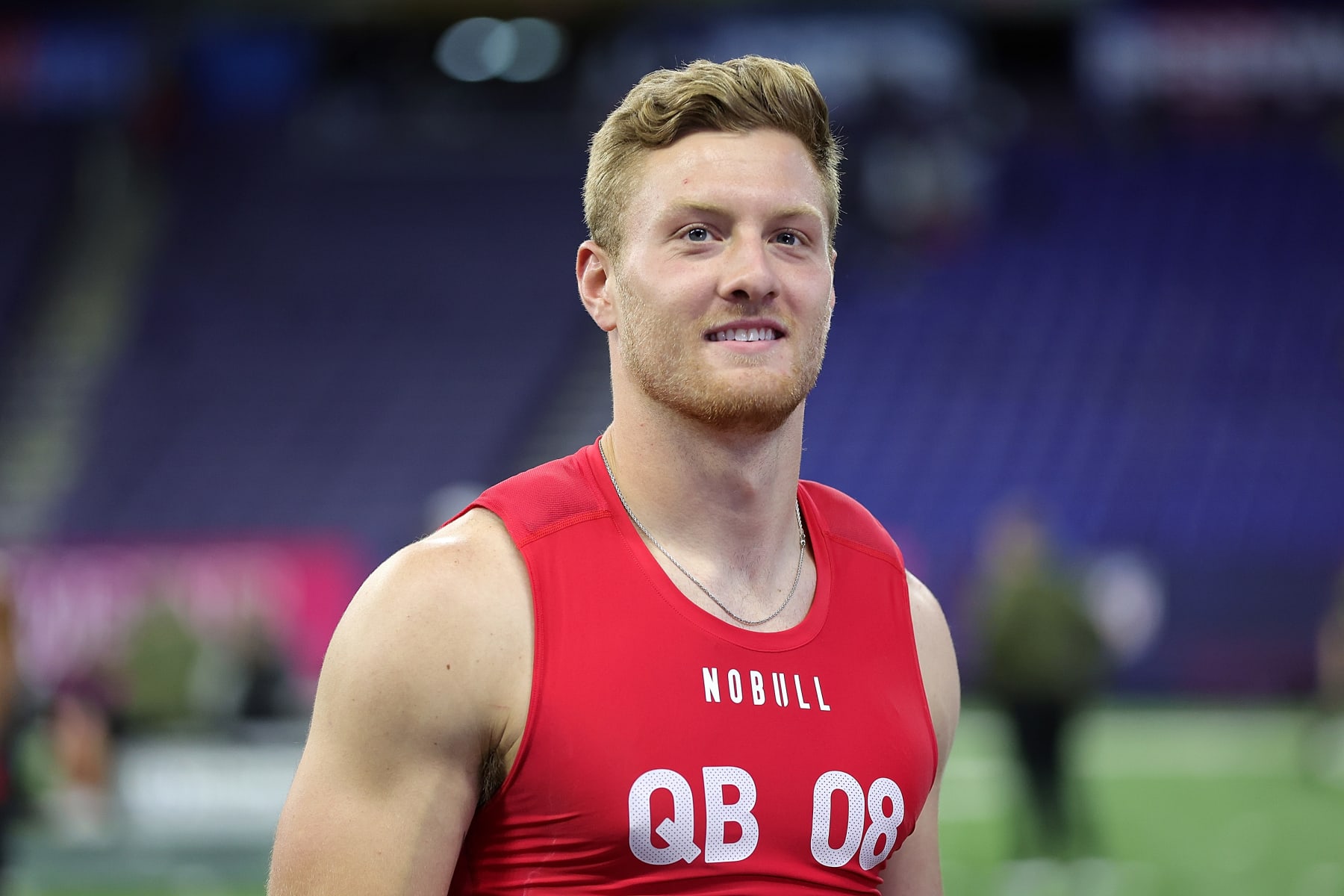 INDIANAPOLIS, INDIANA - MARCH 04: Quarterback Will Levis of Kentucky looks on during the NFL Combine at Lucas Oil Stadium on March 04, 2023 in Indianapolis, Indiana. (Photo by Stacy Revere/Getty Images)