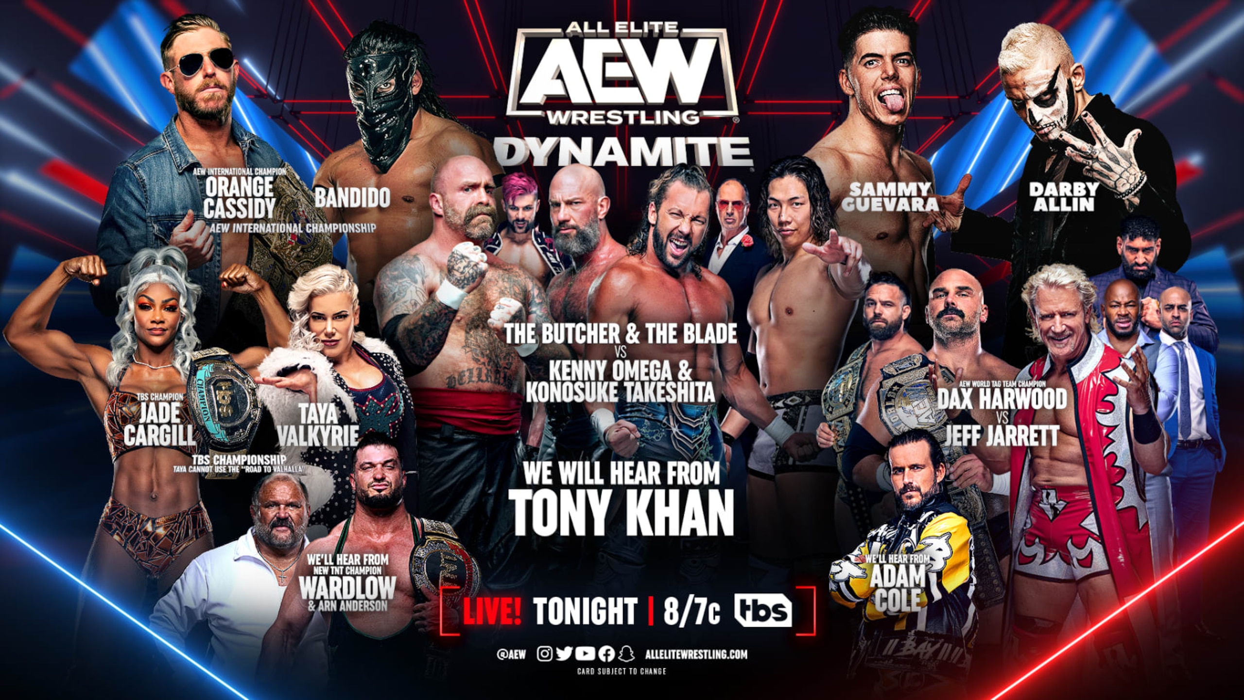 Wednesday's Dynamite lineup. Wednesday's Dynamite lineup.
