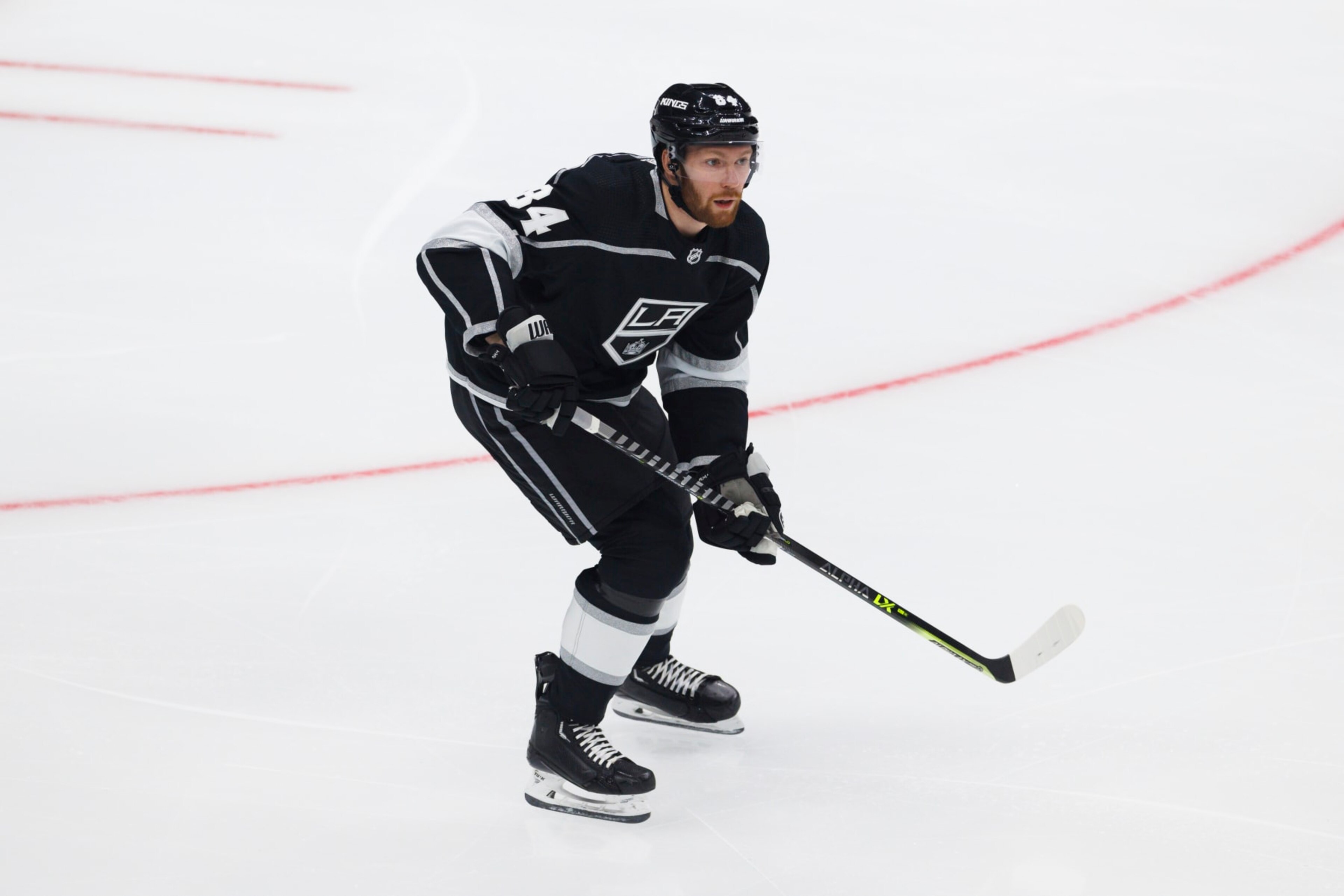 LOS ANGELES, CA - APRIL 23: Los Angeles Kings defenseman Vladislav Gavrikov (84) skates during an NHL First Round Western Conference Playoff game between the Edmonton Oilers and the Los Angeles Kings on April 23, 2023, at the Crypto.com Arena in Los Angeles, CA. (Photo by Ric Tapia/Icon Sportswire via Getty Images)
