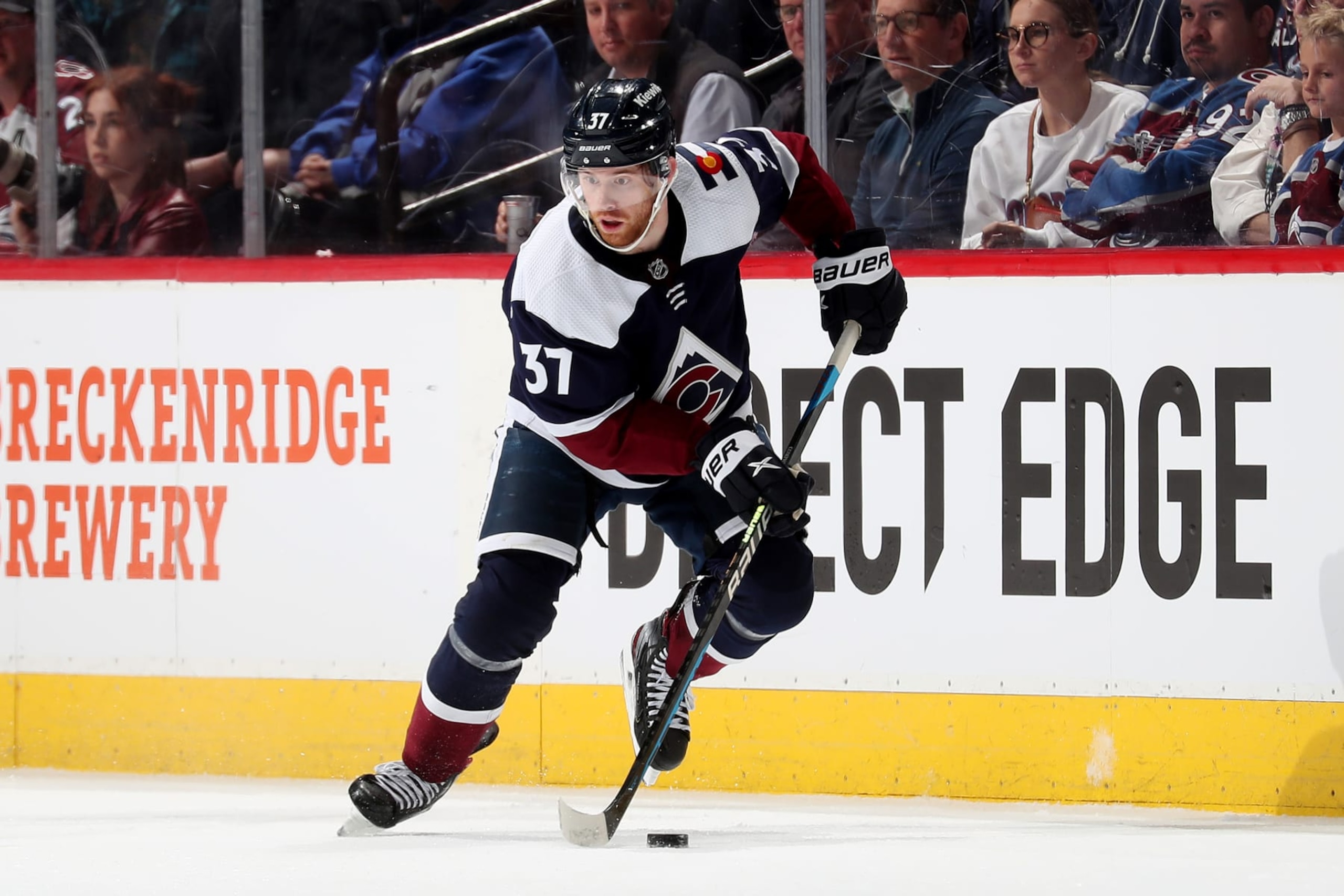 DENVER, COLORADO - APRIL 13: J.T. Compher #37 of the Colorado Avalanche skates against the Winnipeg Jets at Ball Arena on April 13, 2023 in Denver, Colorado. (Photo by Michael Martin/NHLI via Getty Images) DENVER, COLORADO - APRIL 13: J.T. Compher #37 of the Colorado Avalanche skates against the Winnipeg Jets at Ball Arena on April 13, 2023 in Denver, Colorado. (Photo by Michael Martin/NHLI via Getty Images)