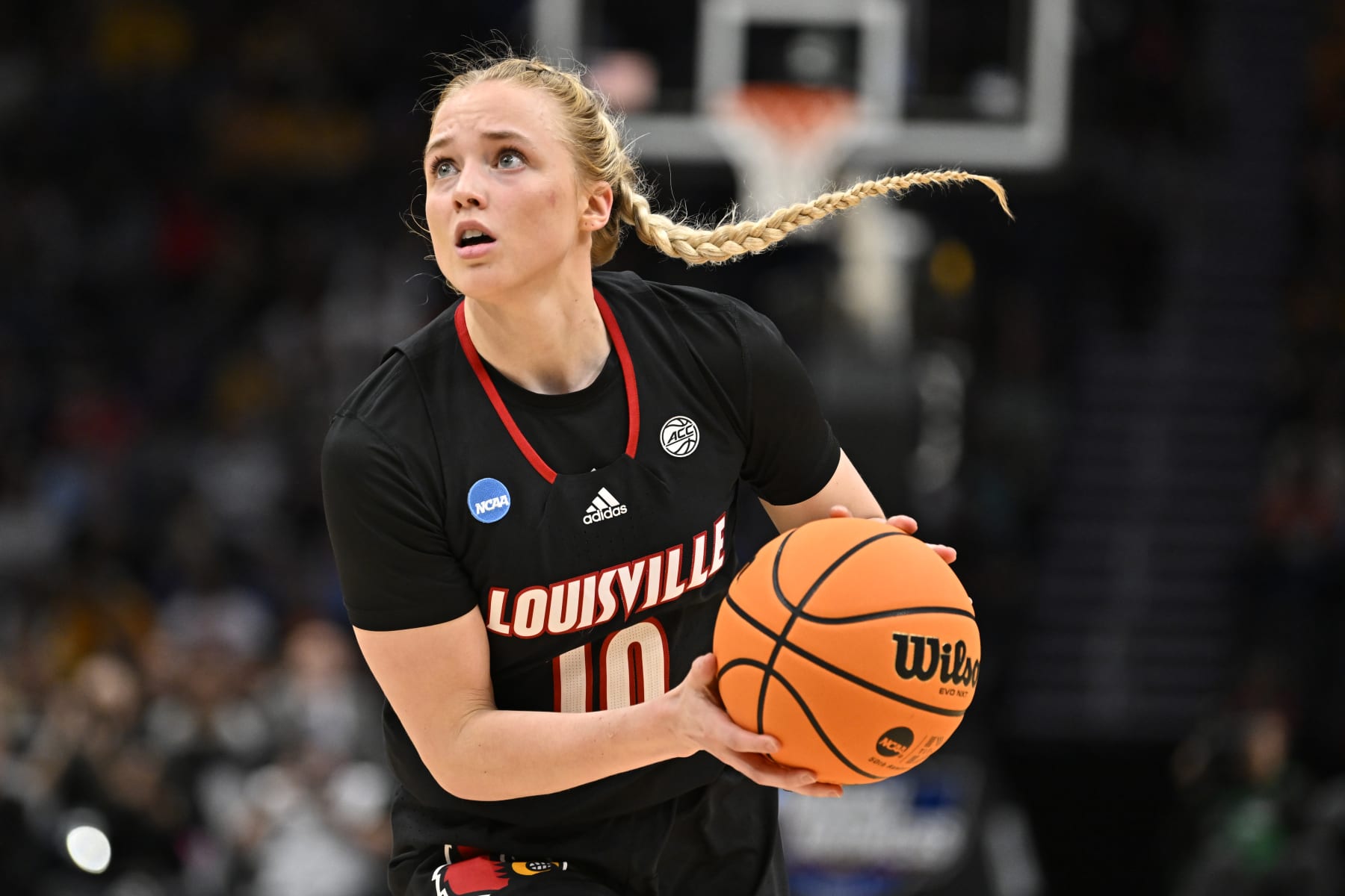 SEATTLE, WASHINGTON - MARCH 26: Hailey Van Lith #10 of the Louisville Cardinals dribbles the ball against the Iowa Hawkeyes during the third quarter in the Elite Eight round of the NCAA Women's Basketball Tournament at Climate Pledge Arena on March 26, 2023 in Seattle, Washington. (Photo by Alika Jenner/Getty Images)