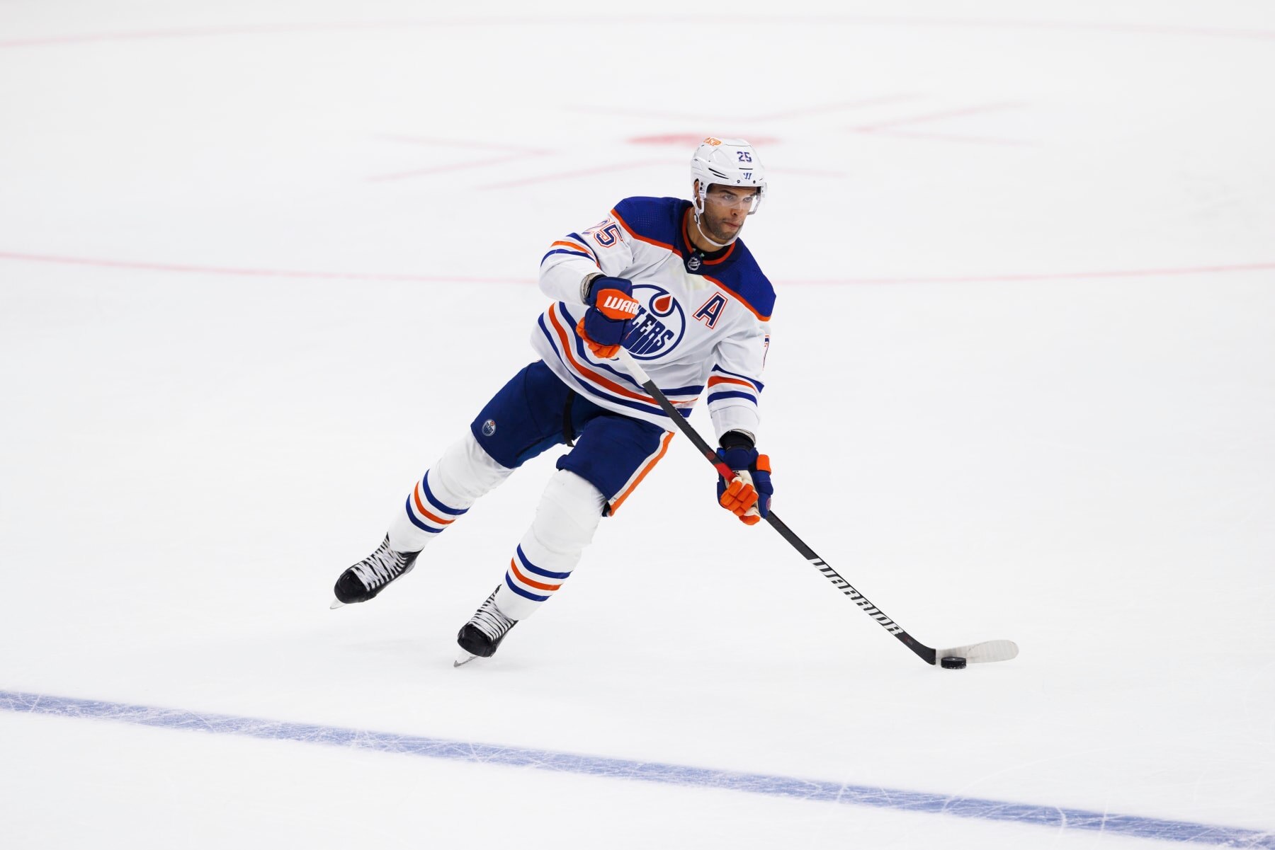 LOS ANGELES, CA - APRIL 23: Edmonton Oilers defenseman Darnell Nurse (25) skates with the puck during an NHL First Round Western Conference Playoff game between the Edmonton Oilers and the Los Angeles Kings on April 23, 2023, at the Crypto.com Arena in Los Angeles, CA. (Photo by Ric Tapia/Icon Sportswire via Getty Images)