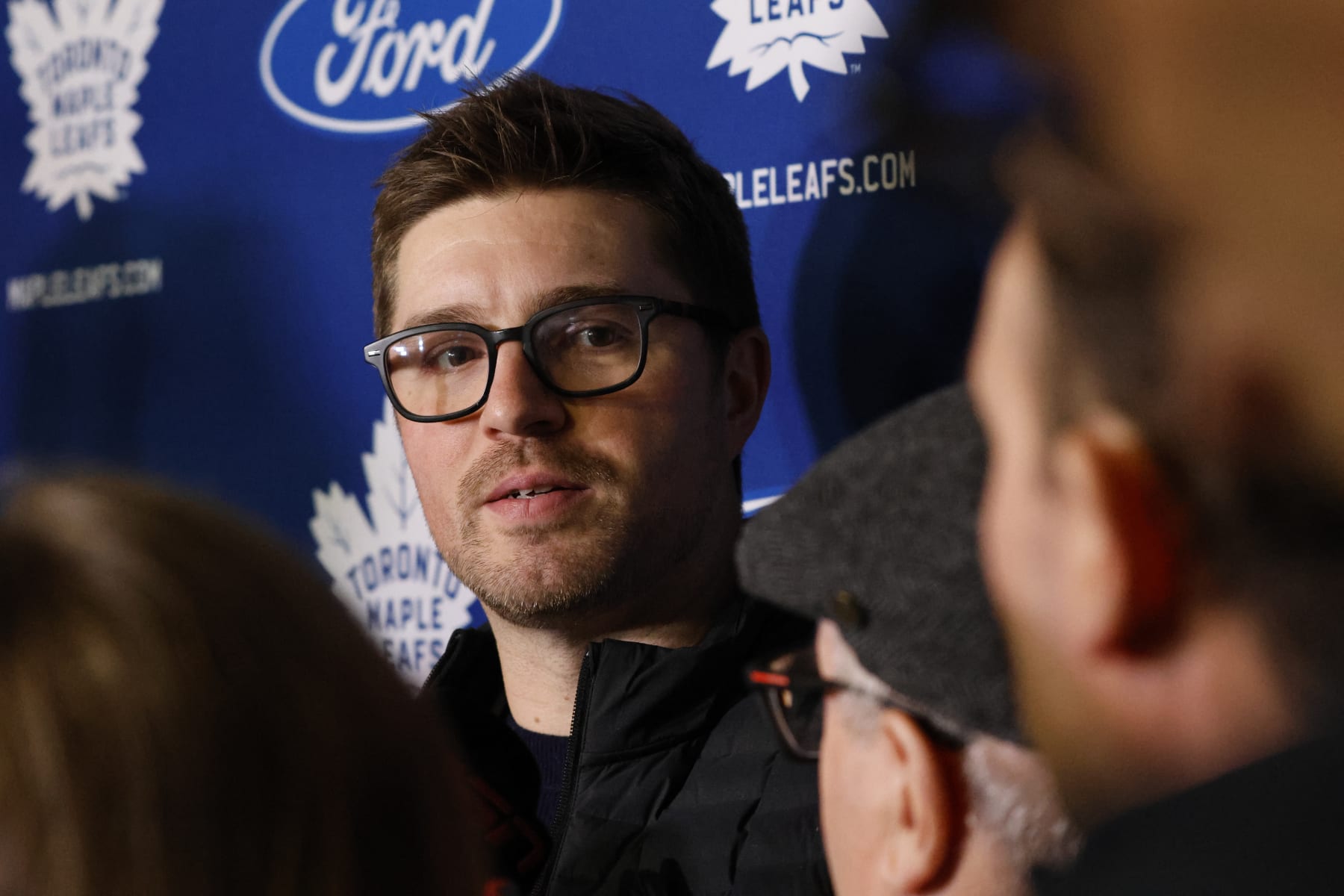 TORONTO, ON - February 9: Toronto Maple Leafs General Manager Kyle Dubas holds a briefing at the Ford Performance Centre in Toronto. Toronto Star/Lance McMillan

February-9-2023        (Lance McMillan/Toronto Star via Getty Images)
