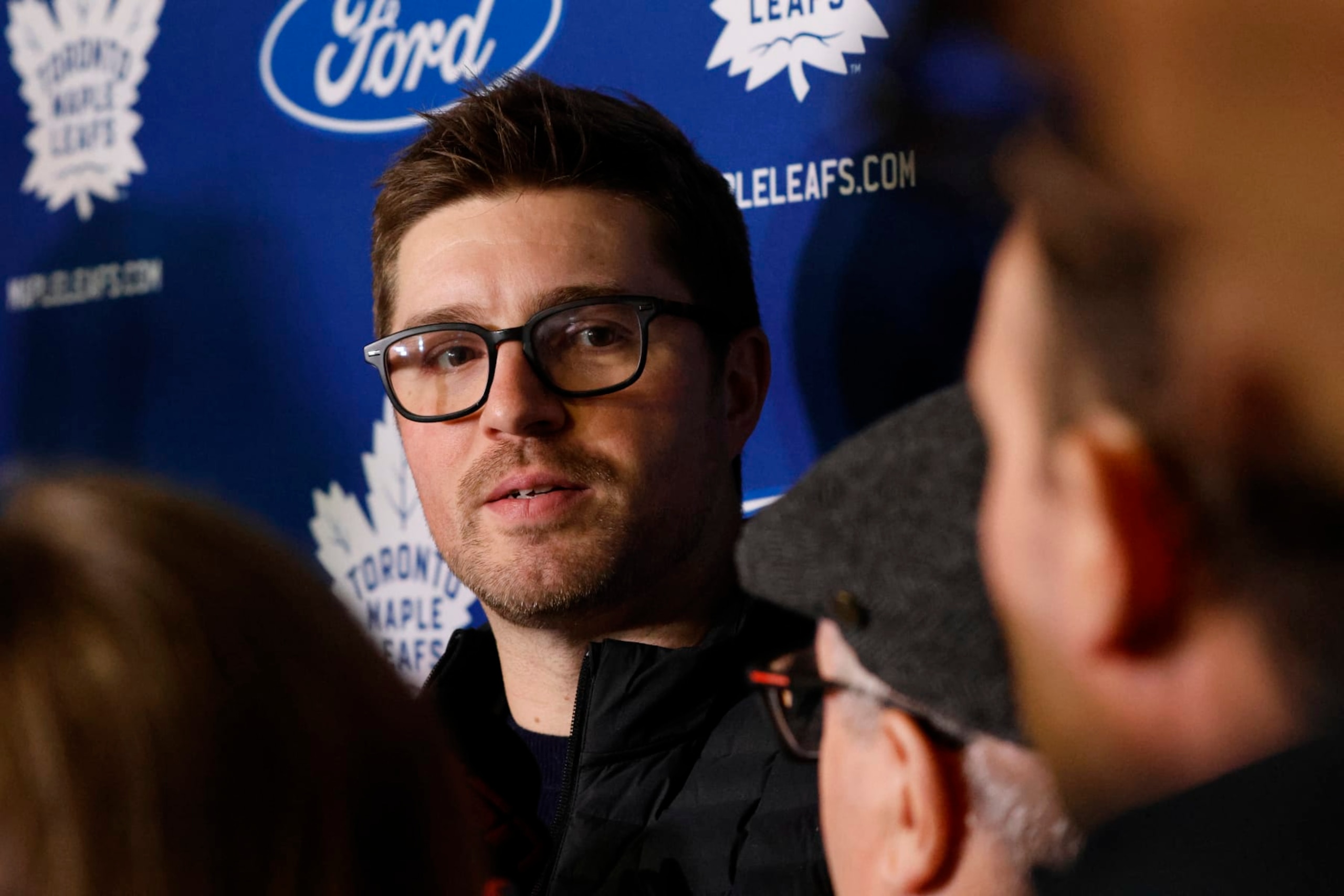TORONTO, ON - February 9: Toronto Maple Leafs General Manager Kyle Dubas holds a briefing at the Ford Performance Centre in Toronto. Toronto Star/Lance McMillan

February-9-2023        (Lance McMillan/Toronto Star via Getty Images)