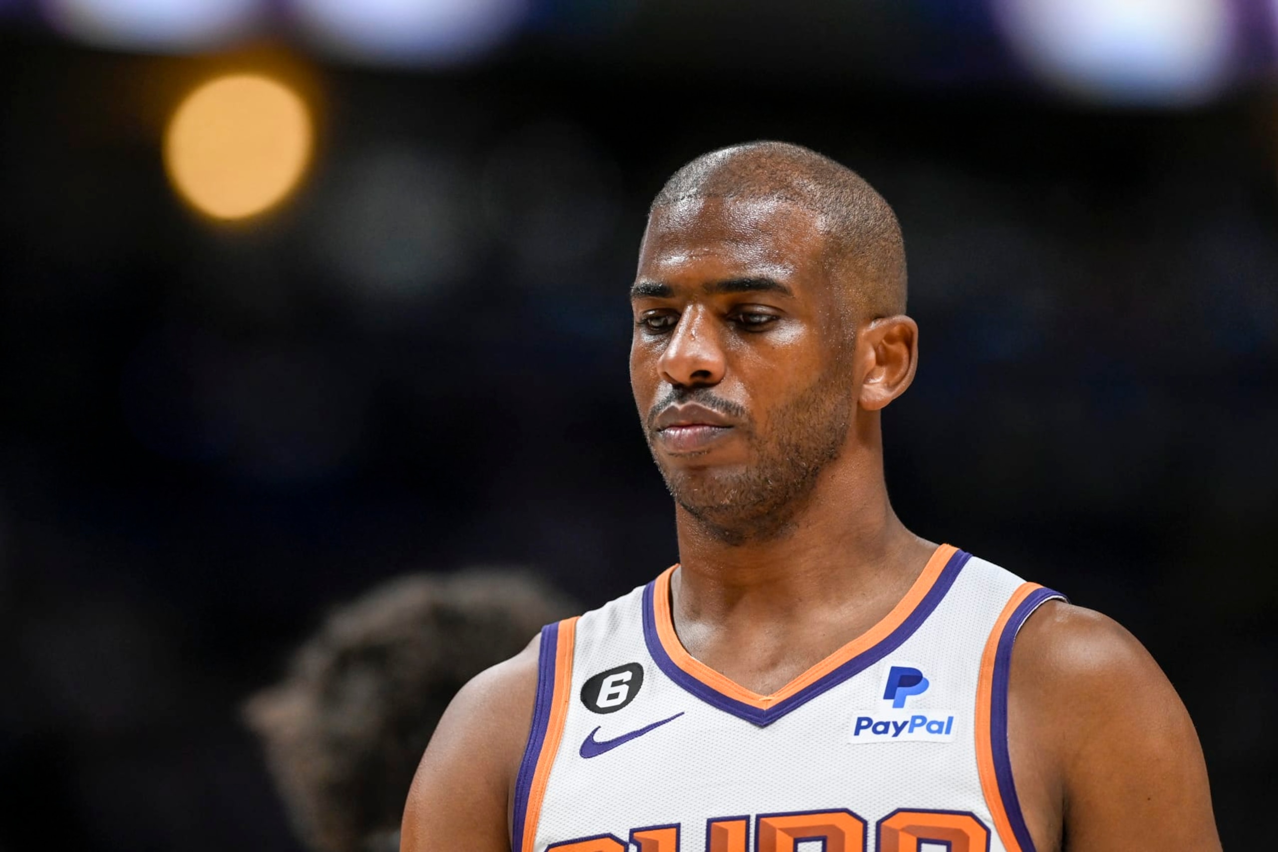 DENVER, CO - APRIL 29: Chris Paul (3) of the Phoenix Suns stands on the court during the second quarter against the Denver Nuggets at Ball Arena in Denver on Saturday, April 29, 2023. (Photo by AAron Ontiveroz/MediaNews Group/The Denver Post via Getty Images)