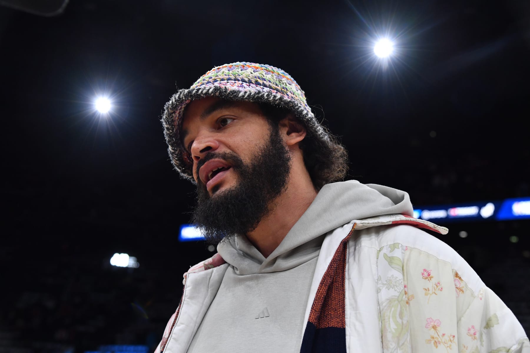 PARIS, FRANCE - JANUARY 19: Joakim Noah attends the game between the Chicago Bulls and the Detroit Pistons  on January 19, 2023 at Accor Arena in Paris, France. NOTE TO USER: User expressly acknowledges and agrees that, by downloading and/or using this photograph, User is consenting to the terms and conditions of the Getty Images License Agreement. Mandatory Copyright Notice: Copyright 2023 NBAE (Photo by Chris Schwegler/NBAE via Getty Images)