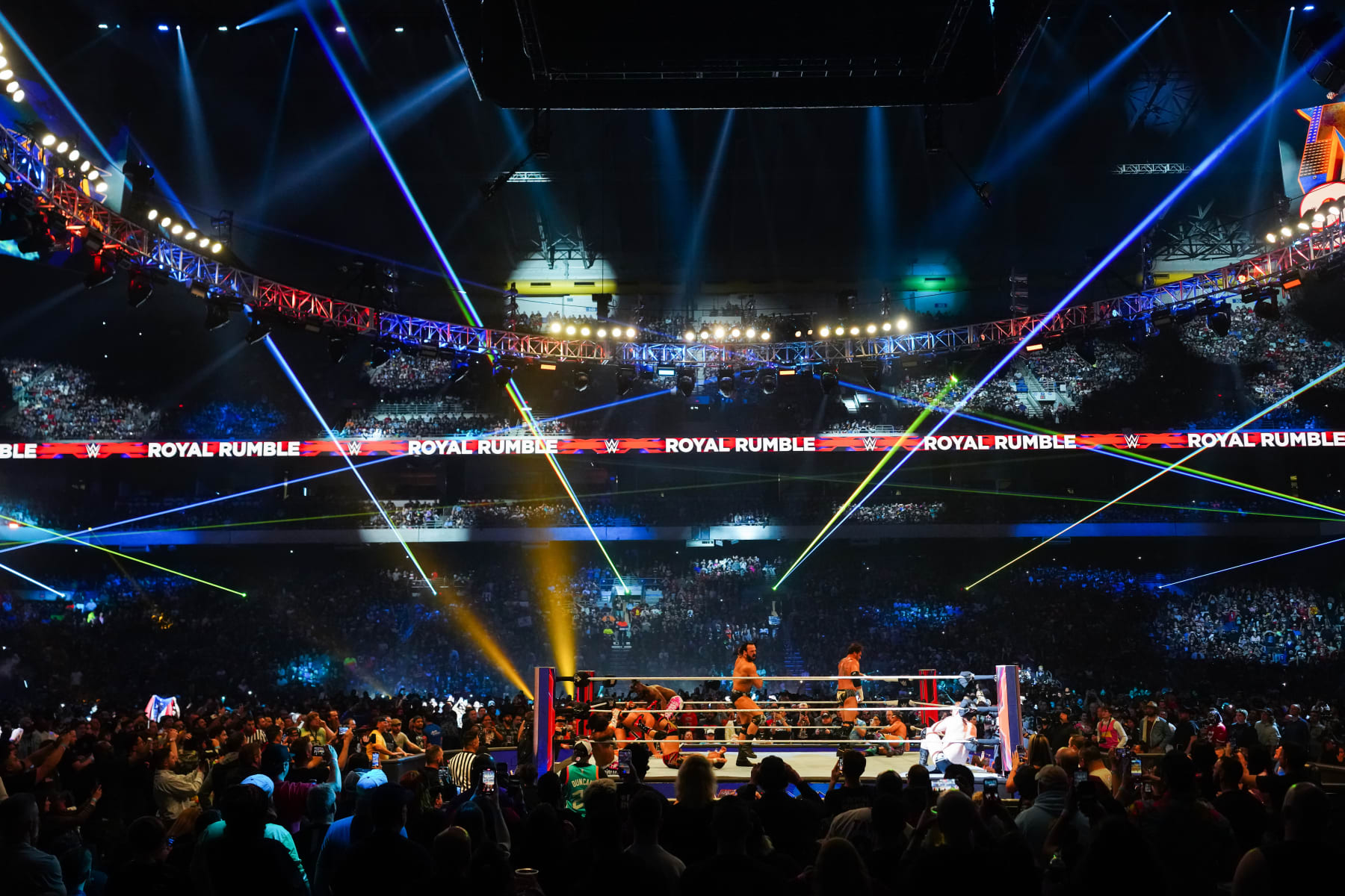 SAN ANTONIO, TEXAS - JANUARY 28: A general view of the action during the WWE Royal Rumble at the Alamodome on January 28, 2023 in San Antonio, Texas. (Photo by Alex Bierens de Haan/Getty Images)