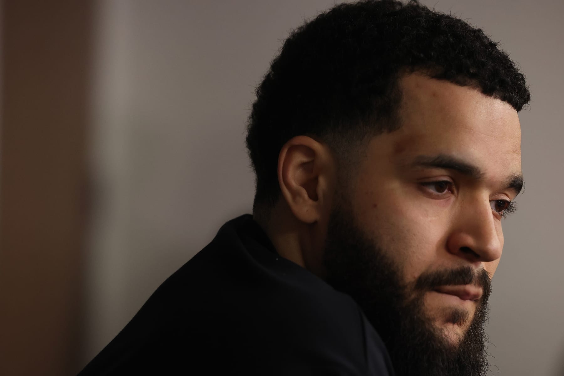 TORONTO, ON- APRIL 13  -  Toronto Raptors guard Fred VanVleet   addresses media a day after the Toronto Raptors fall to the Chicago Bulls 109-105 in the NBA play-in game at OVO Athletic Centre  in Toronto. April 13, 2023.        (Steve Russell/Toronto Star via Getty Images)