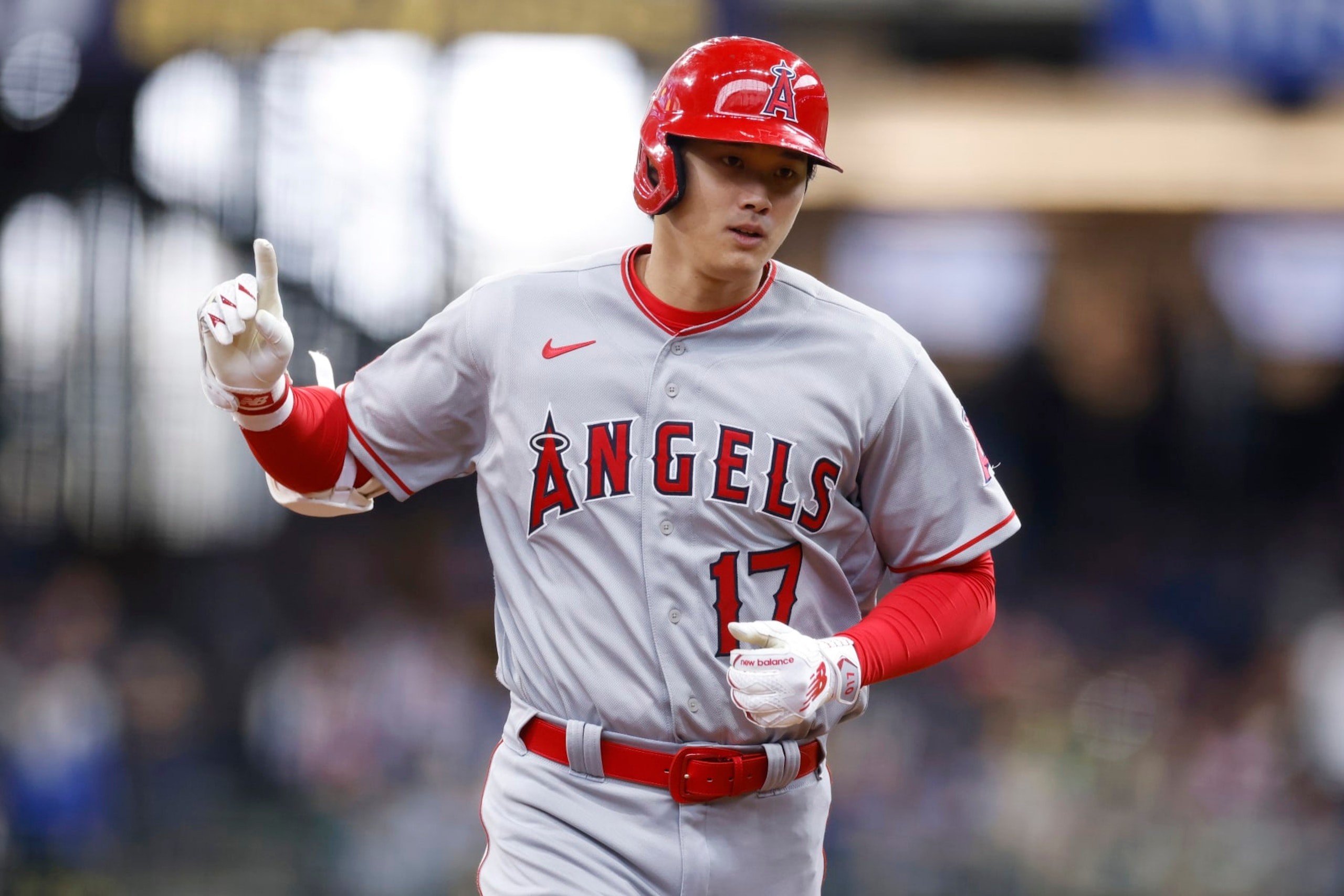 MILWAUKEE, WI - APRIL 30: Los Angeles Angels designated hitter Shohei Ohtani (17) rounds the bases after hitting a solo home run in the third inning of an MLB game against the Milwaukee Brewers on April 30, 2023 at American Family Field in Milwaukee, Wisconsin. (Photo by Joe Robbins/Icon Sportswire via Getty Images) MILWAUKEE, WI - APRIL 30: Los Angeles Angels designated hitter Shohei Ohtani (17) rounds the bases after hitting a solo home run in the third inning of an MLB game against the Milwaukee Brewers on April 30, 2023 at American Family Field in Milwaukee, Wisconsin. (Photo by Joe Robbins/Icon Sportswire via Getty Images)