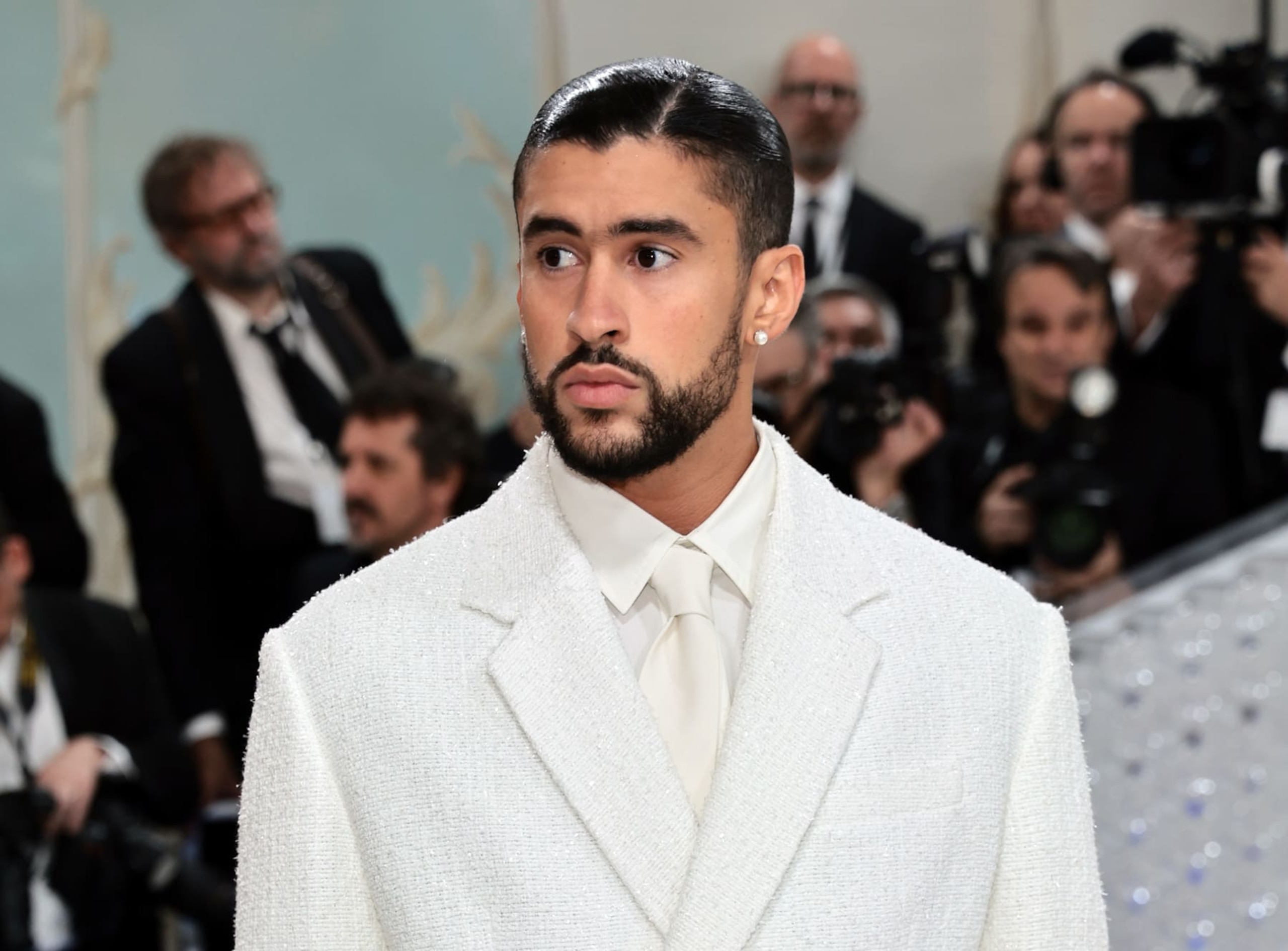 NEW YORK, NEW YORK - MAY 01: Bad Bunny attends The 2023 Met Gala Celebrating "Karl Lagerfeld: A Line Of Beauty" at The Metropolitan Museum of Art on May 01, 2023 in New York City. (Photo by Jamie McCarthy/Getty Images)
