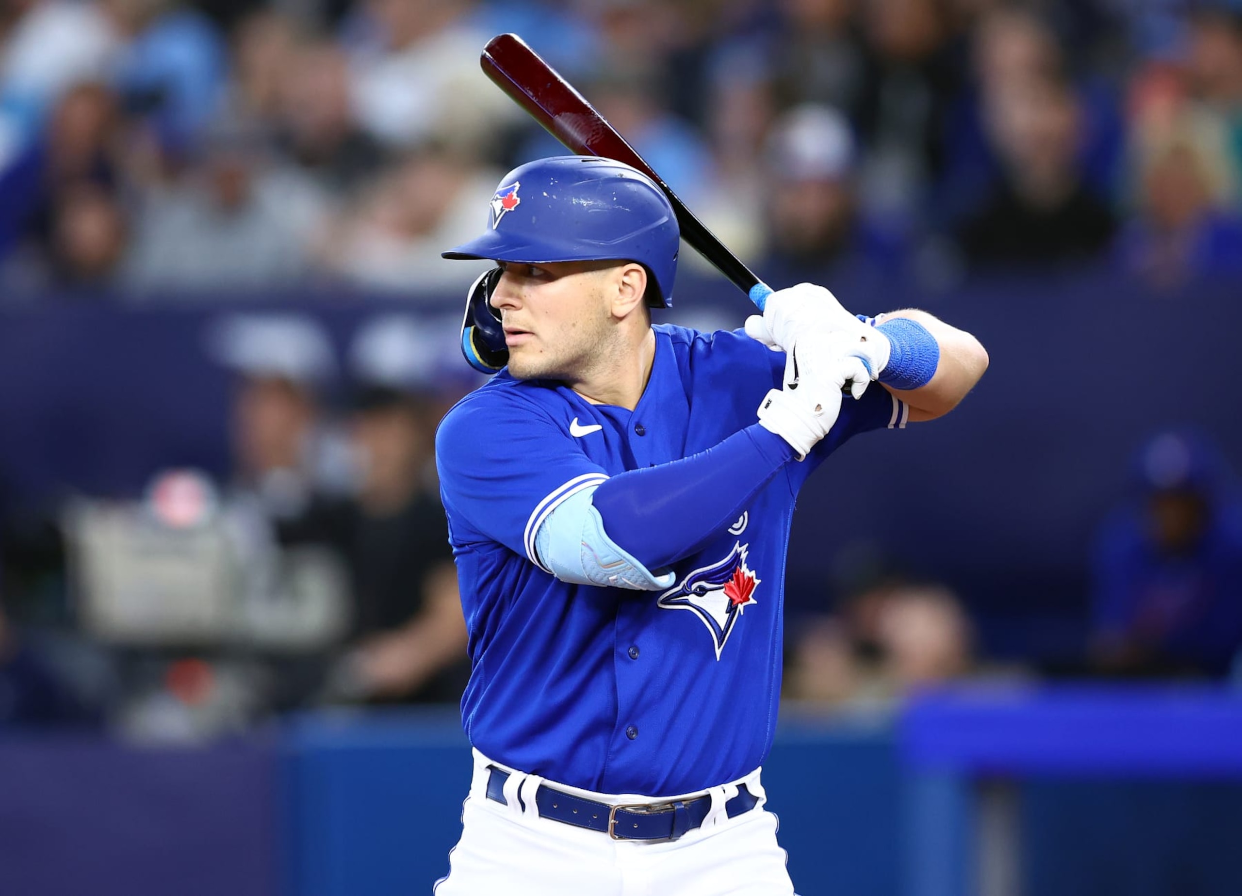 TORONTO, ON - APRIL 28: Daulton Varsho #25 of the Toronto Blue Jays bats against the Seattle Mariners at Rogers Centre on April 28, 2023 in Toronto, Ontario, Canada. (Photo by Vaughn Ridley/Getty Images) TORONTO, ON - APRIL 28: Daulton Varsho #25 of the Toronto Blue Jays bats against the Seattle Mariners at Rogers Centre on April 28, 2023 in Toronto, Ontario, Canada. (Photo by Vaughn Ridley/Getty Images)