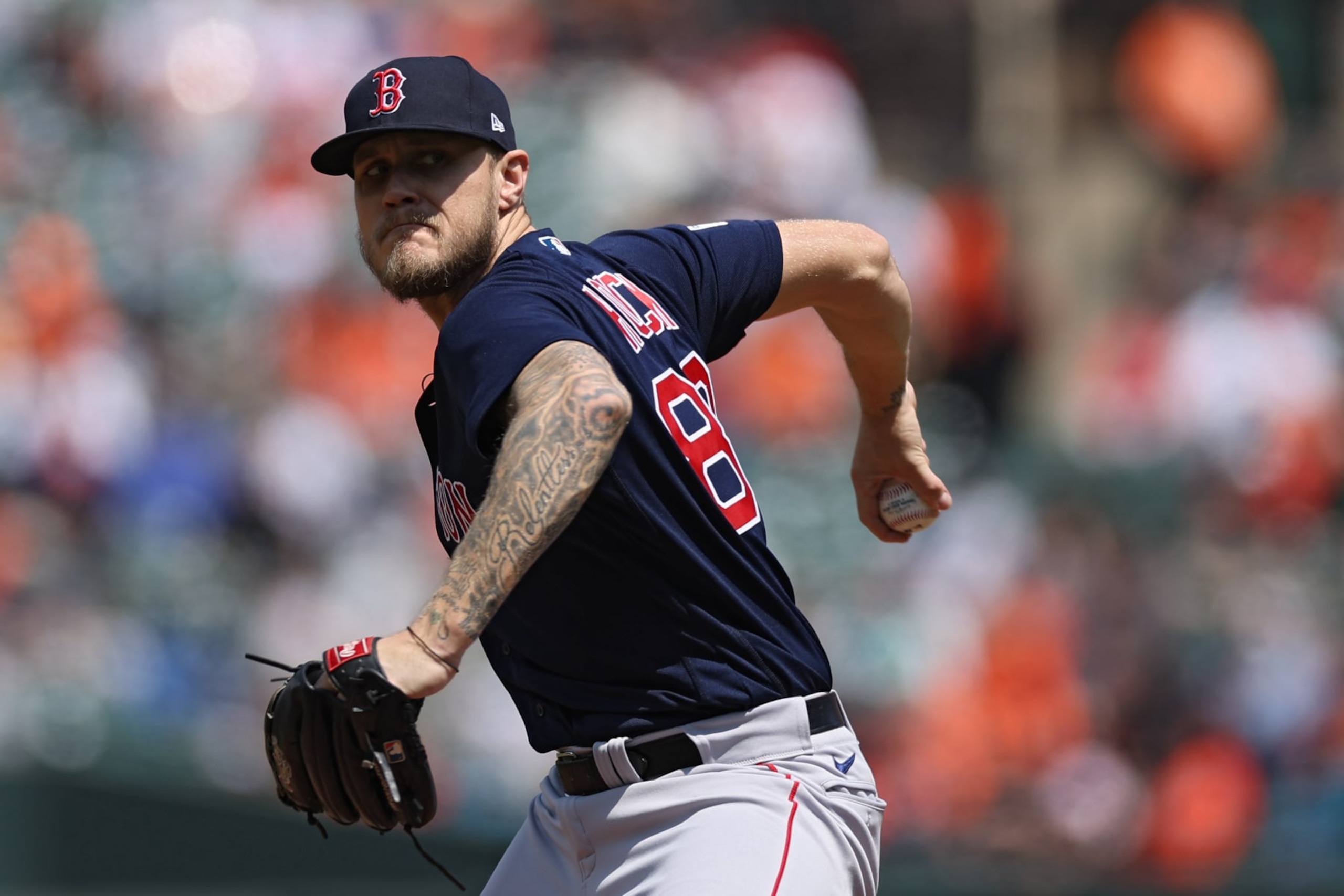 BALTIMORE, MARYLAND - APRIL 26: Starting pitcher Tanner Houck #89 of the Boston Red Sox works the second inning against the Baltimore Orioles at Oriole Park at Camden Yards on April 26, 2023 in Baltimore, Maryland. (Photo by Patrick Smith/Getty Images) BALTIMORE, MARYLAND - APRIL 26: Starting pitcher Tanner Houck #89 of the Boston Red Sox works the second inning against the Baltimore Orioles at Oriole Park at Camden Yards on April 26, 2023 in Baltimore, Maryland. (Photo by Patrick Smith/Getty Images)