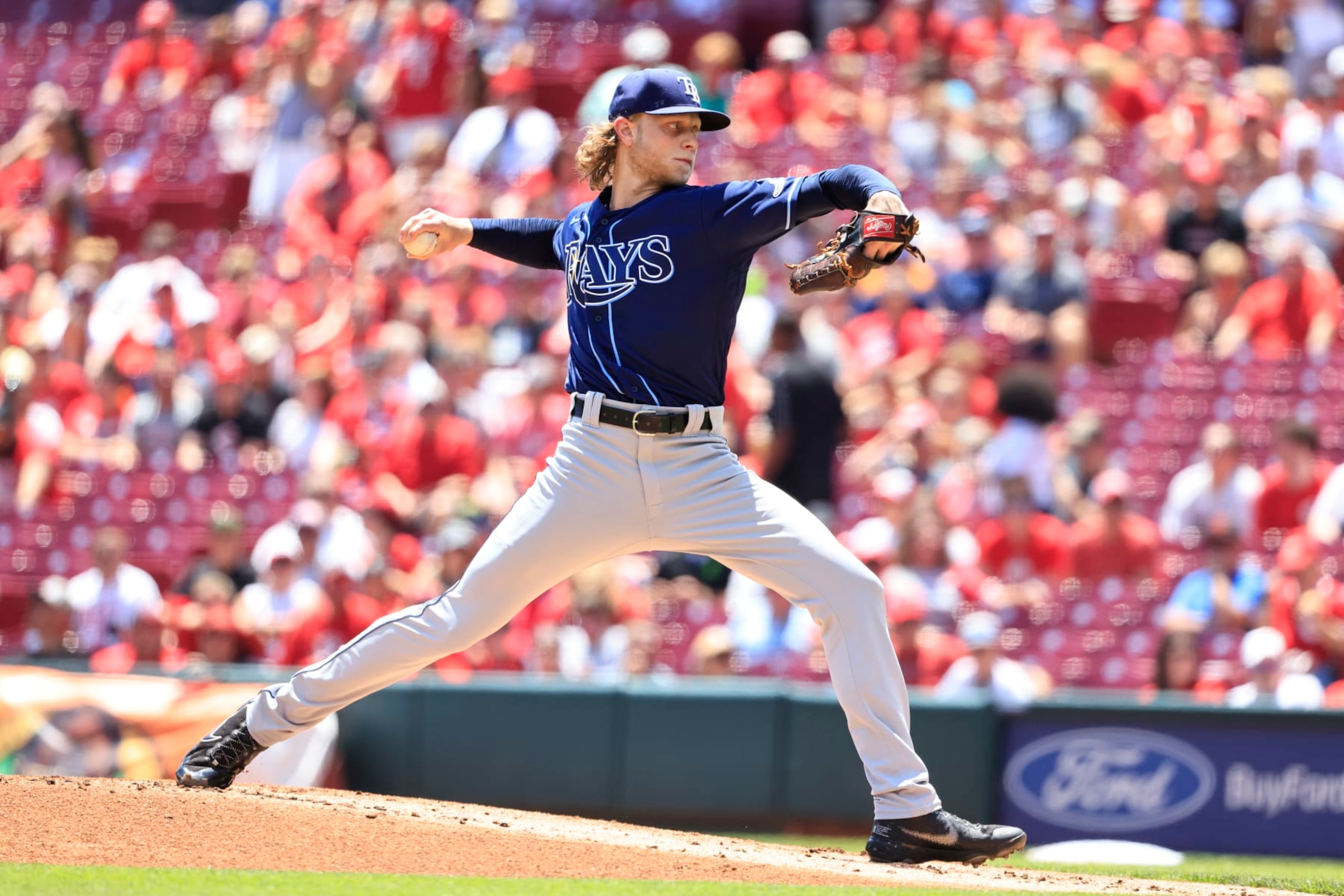 CINCINNATI, OHIO - JULY 10: Shane Baz #11 of the Tampa Bay Rays throws a pitch during the first inning in the game against the Cincinnati Reds at Great American Ball Park on July 10, 2022 in Cincinnati, Ohio. (Photo by Justin Casterline/Getty Images) CINCINNATI, OHIO - JULY 10: Shane Baz #11 of the Tampa Bay Rays throws a pitch during the first inning in the game against the Cincinnati Reds at Great American Ball Park on July 10, 2022 in Cincinnati, Ohio. (Photo by Justin Casterline/Getty Images)