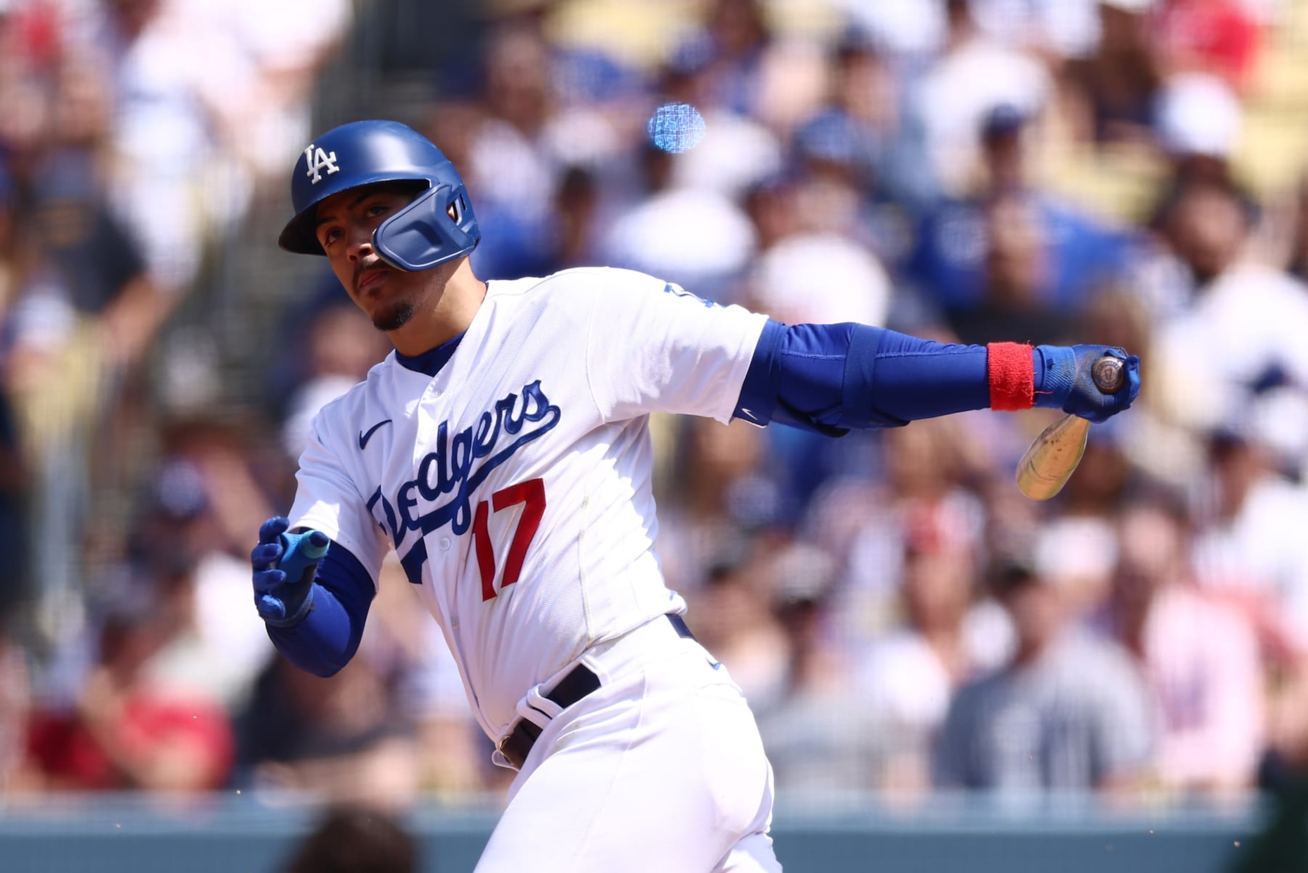 LOS ANGELES, CALIFORNIA - APRIL 30: Miguel Vargas #17 of the Los Angeles Dodgers at bat during the fifth inning against the St. Louis Cardinals at Dodger Stadium on April 30, 2023 in Los Angeles, California. (Photo by Katelyn Mulcahy/Getty Images) LOS ANGELES, CALIFORNIA - APRIL 30: Miguel Vargas #17 of the Los Angeles Dodgers at bat during the fifth inning against the St. Louis Cardinals at Dodger Stadium on April 30, 2023 in Los Angeles, California. (Photo by Katelyn Mulcahy/Getty Images)