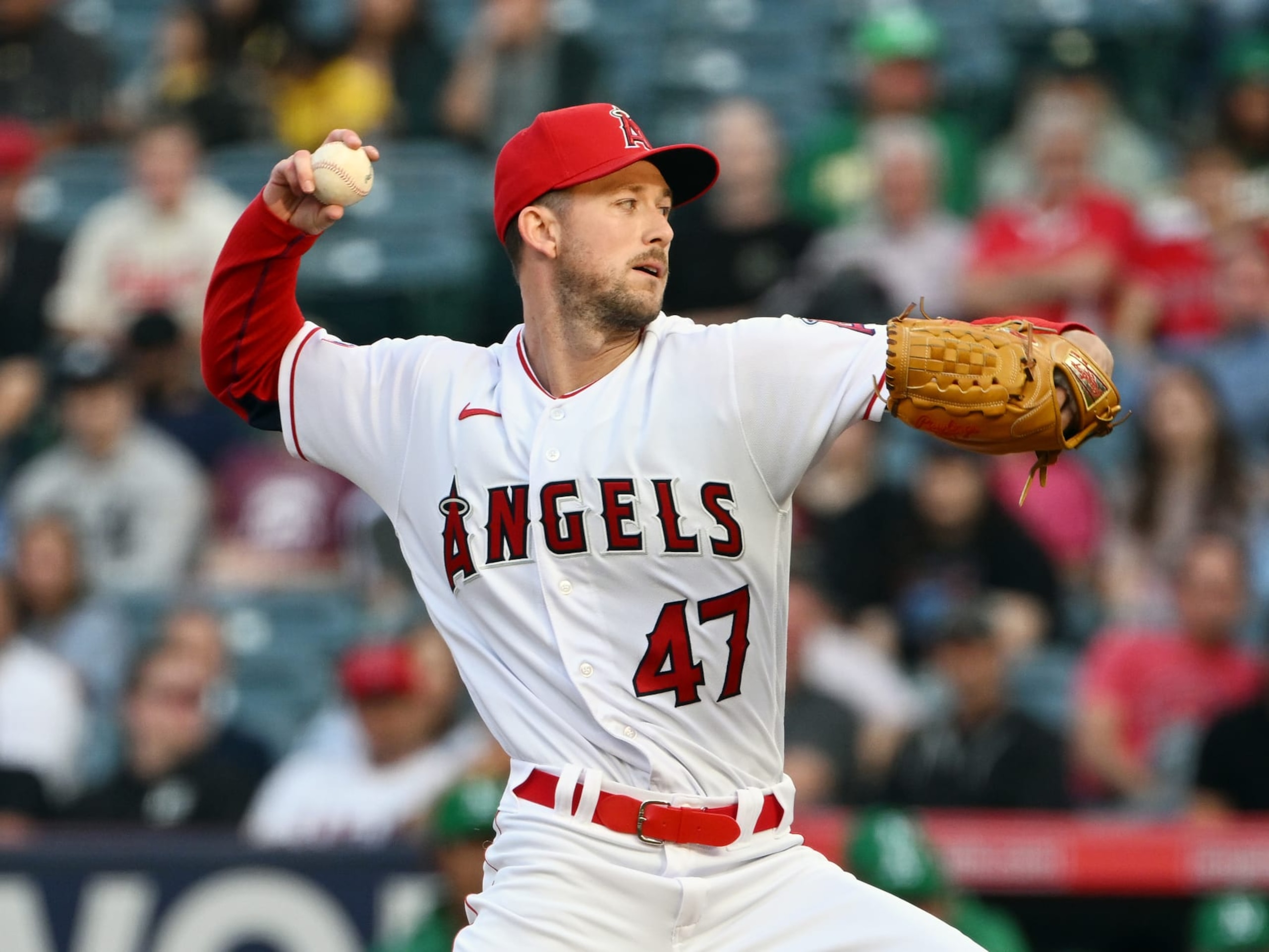 ANAHEIM, CA - APRIL 25: Los Angeles Angels pitcher Griffin Canning (47) pitching during an MLB baseball game against the Oakland Athletics played on April 25, 2023 at Angel Stadium in Anaheim, CA. (Photo by John Cordes/Icon Sportswire via Getty Images) ANAHEIM, CA - APRIL 25: Los Angeles Angels pitcher Griffin Canning (47) pitching during an MLB baseball game against the Oakland Athletics played on April 25, 2023 at Angel Stadium in Anaheim, CA. (Photo by John Cordes/Icon Sportswire via Getty Images)