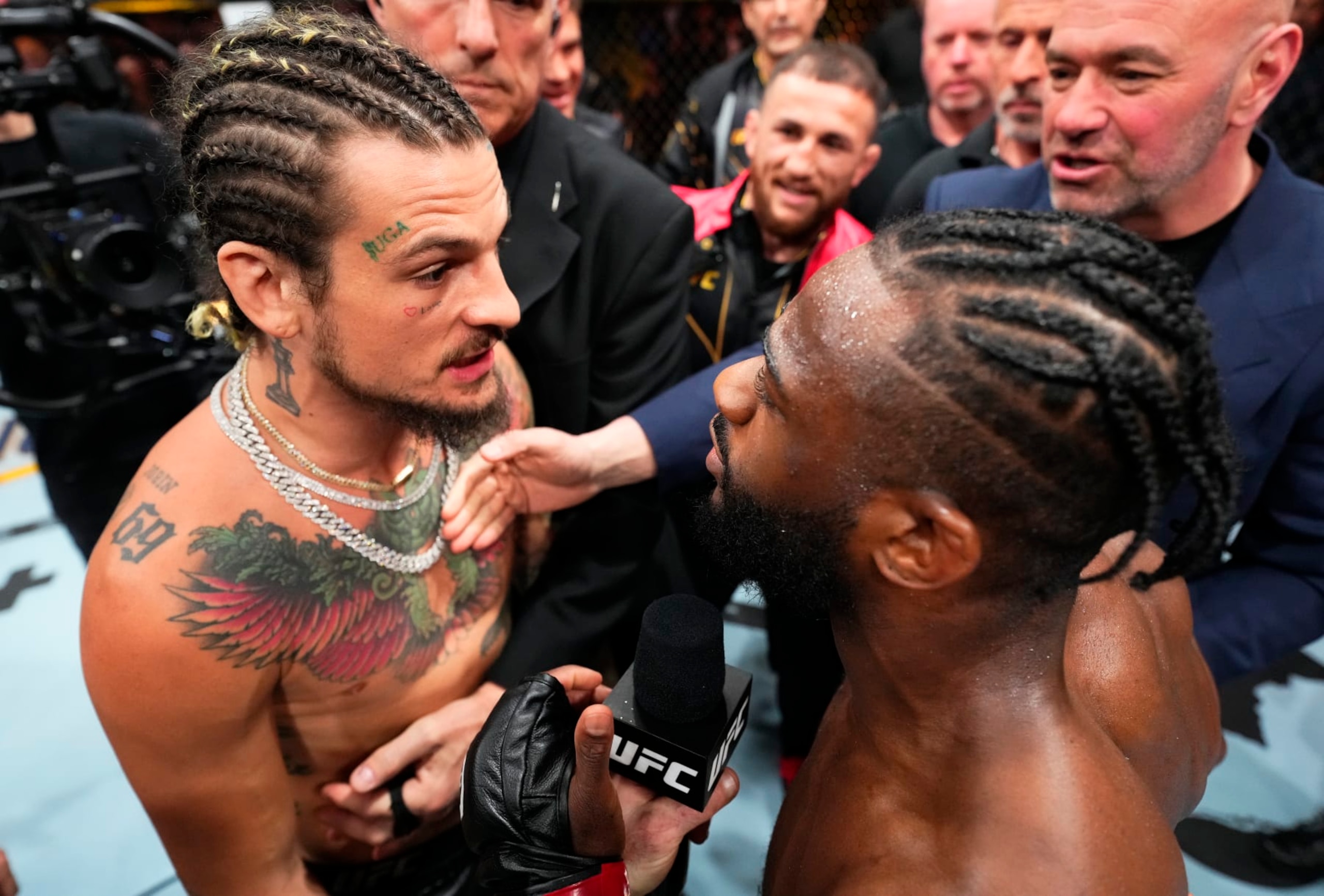 Sean O'Malley (left) and Aljamain Sterling. 