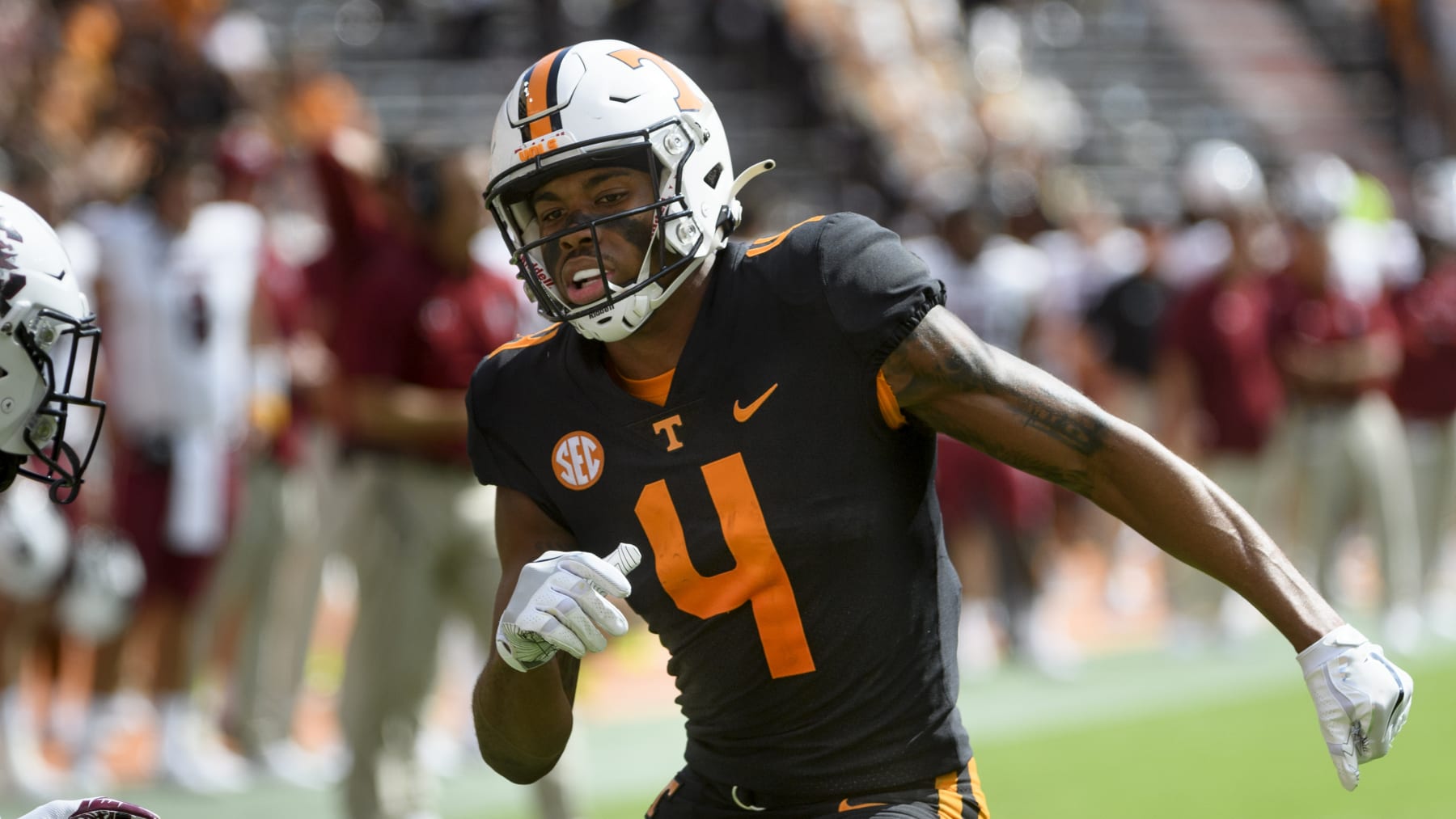 Tennessee wide receiver Cedric Tillman (4) plays against South Carolina during an NCAA football game on Saturday, Oct. 9, 2021, in Knoxville, Tenn. (AP Photo/John Amis)