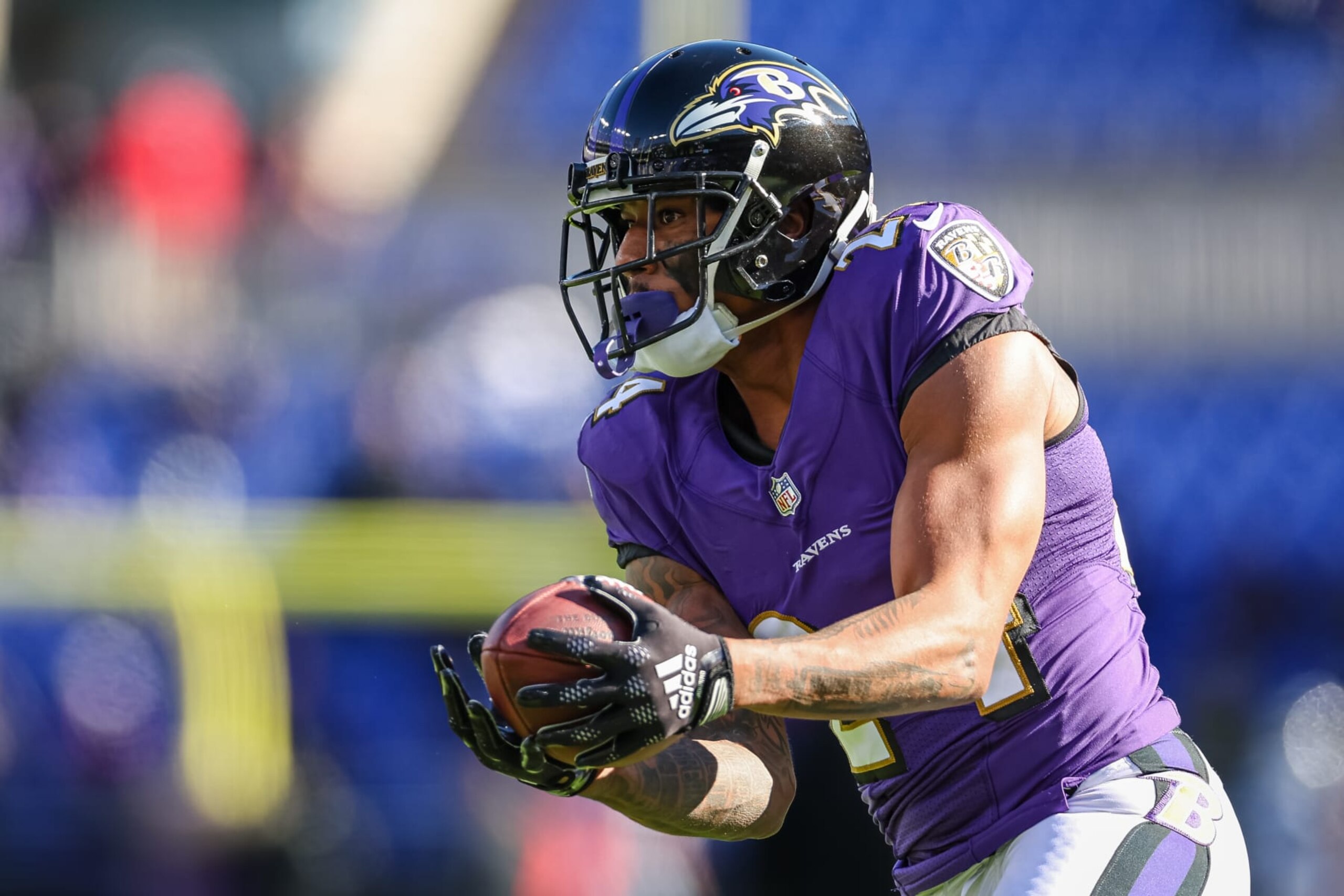 BALTIMORE, MD - NOVEMBER 20: Marcus Peters #24 of the Baltimore Ravens in action before the game against the Carolina Panthers at M&T Bank Stadium on November 20, 2022 in Baltimore, Maryland. (Photo by Scott Taetsch/Getty Images)