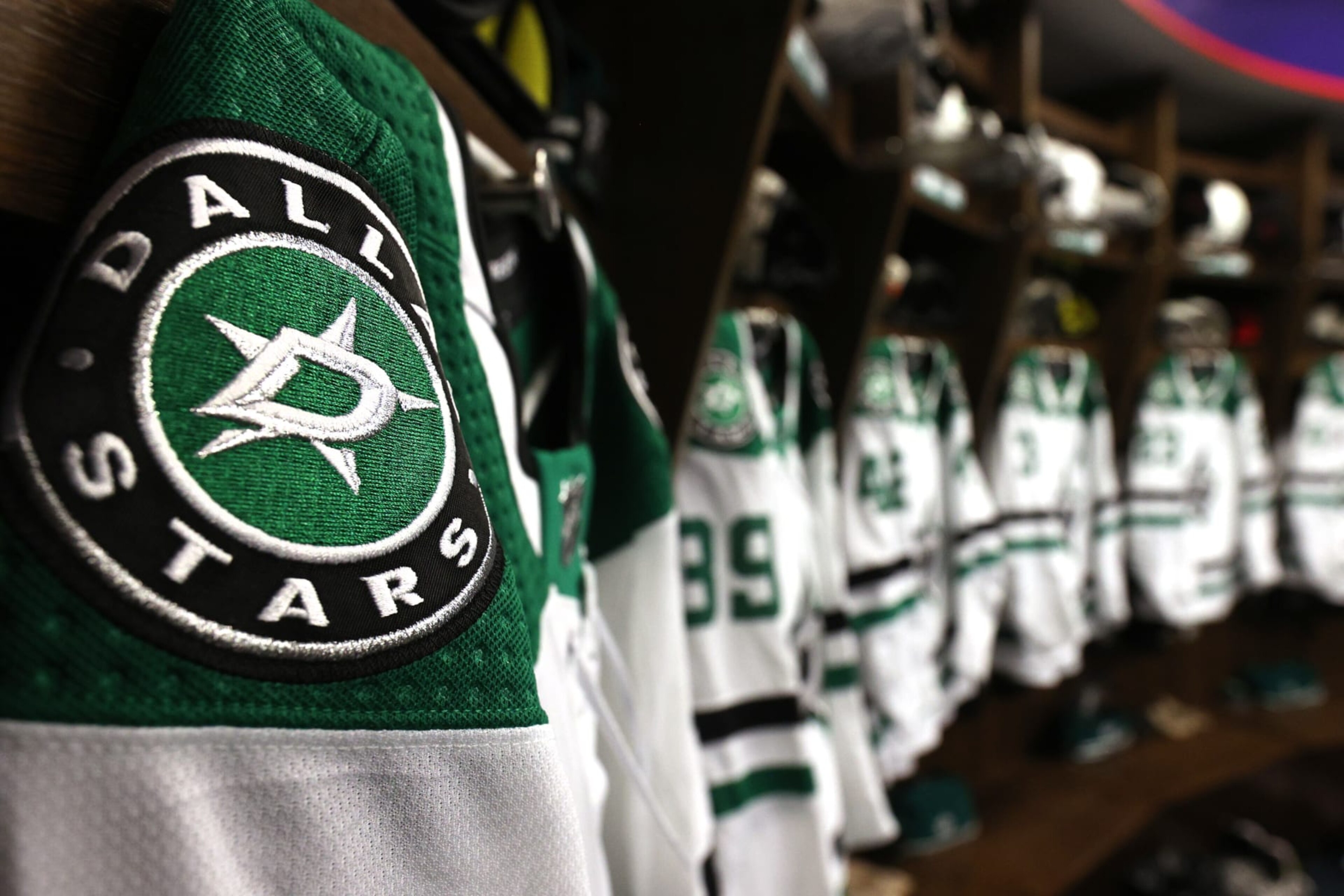 EDMONTON, ALBERTA - SEPTEMBER 21: A detailed view is seen of the Dallas Stars shoulder logo before Game Two of the NHL Stanley Cup Final between the Dallas Stars and the Tampa Bay Lightning at Rogers Place on September 21, 2020 in Edmonton, Alberta, Canada. (Photo by Dave Sandford/NHLI via Getty Images) EDMONTON, ALBERTA - SEPTEMBER 21: A detailed view is seen of the Dallas Stars shoulder logo before Game Two of the NHL Stanley Cup Final between the Dallas Stars and the Tampa Bay Lightning at Rogers Place on September 21, 2020 in Edmonton, Alberta, Canada. (Photo by Dave Sandford/NHLI via Getty Images)