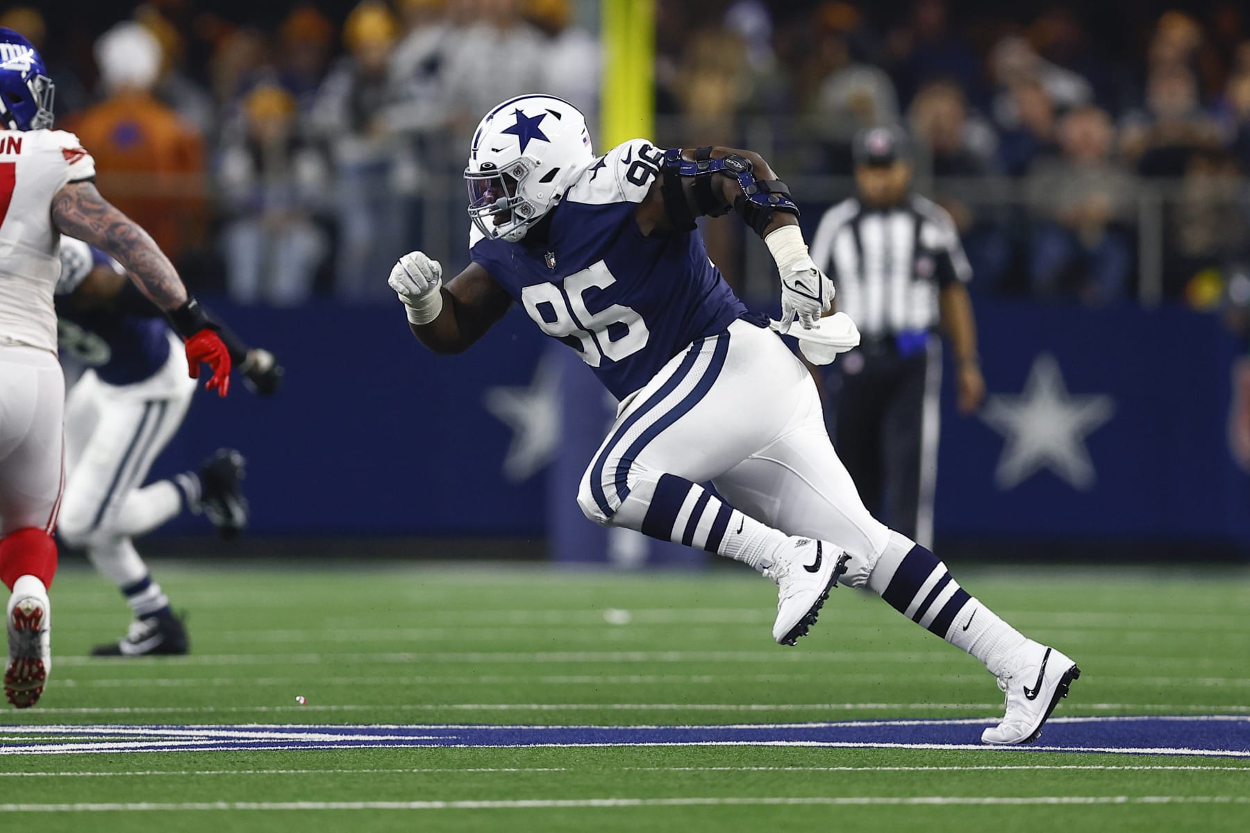 Dallas Cowboys defensive tackle Neville Gallimore (96) is seen during an NFL football game against the New York Giants, Thursday, Nov. 24, 2022, in Arlington, Texas. Dallas won 28-20. (AP Photo/Brandon Wade)