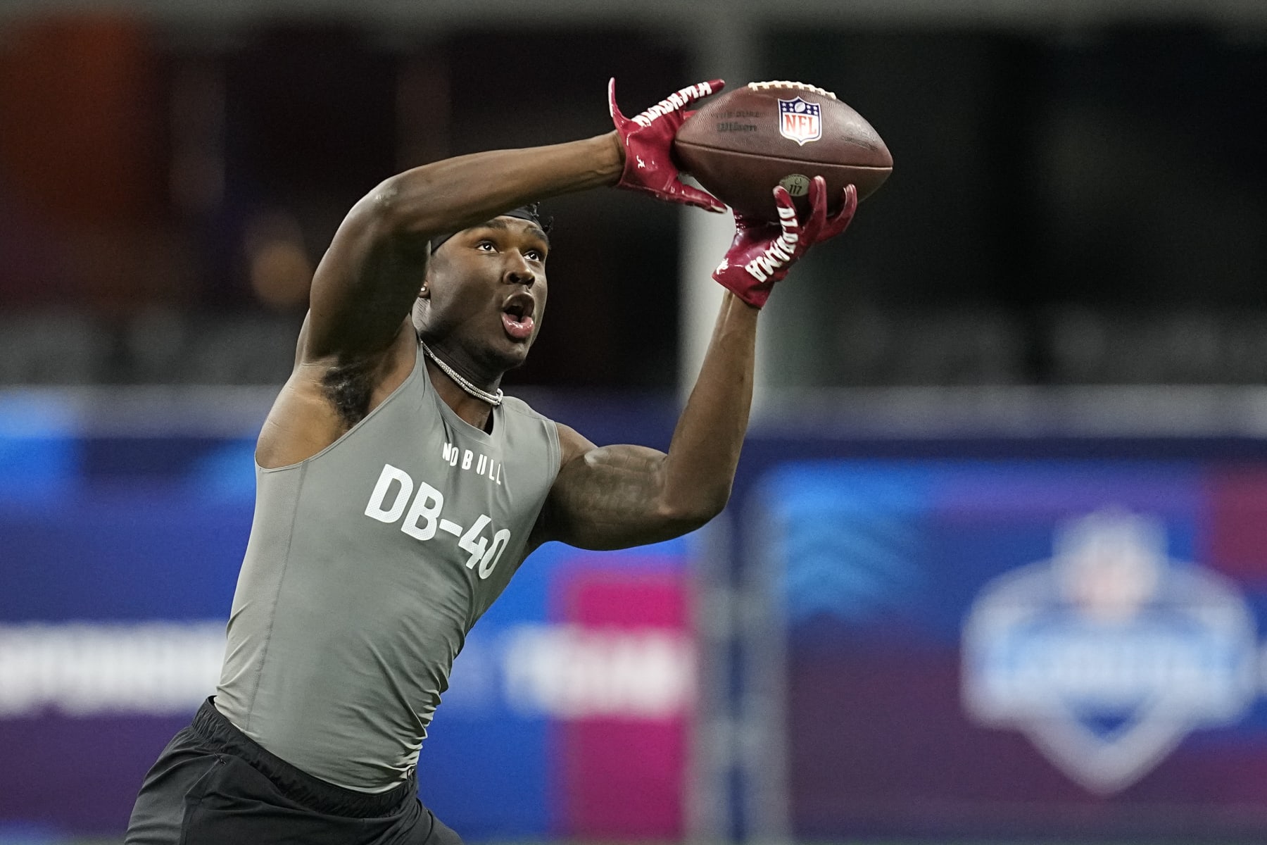 Alabama defensive back Jordan Battle runs a drill at the NFL football scouting combine in Indianapolis, Friday, March 3, 2023. (AP Photo/Darron Cummings) Alabama defensive back Jordan Battle runs a drill at the NFL football scouting combine in Indianapolis, Friday, March 3, 2023. (AP Photo/Darron Cummings)
