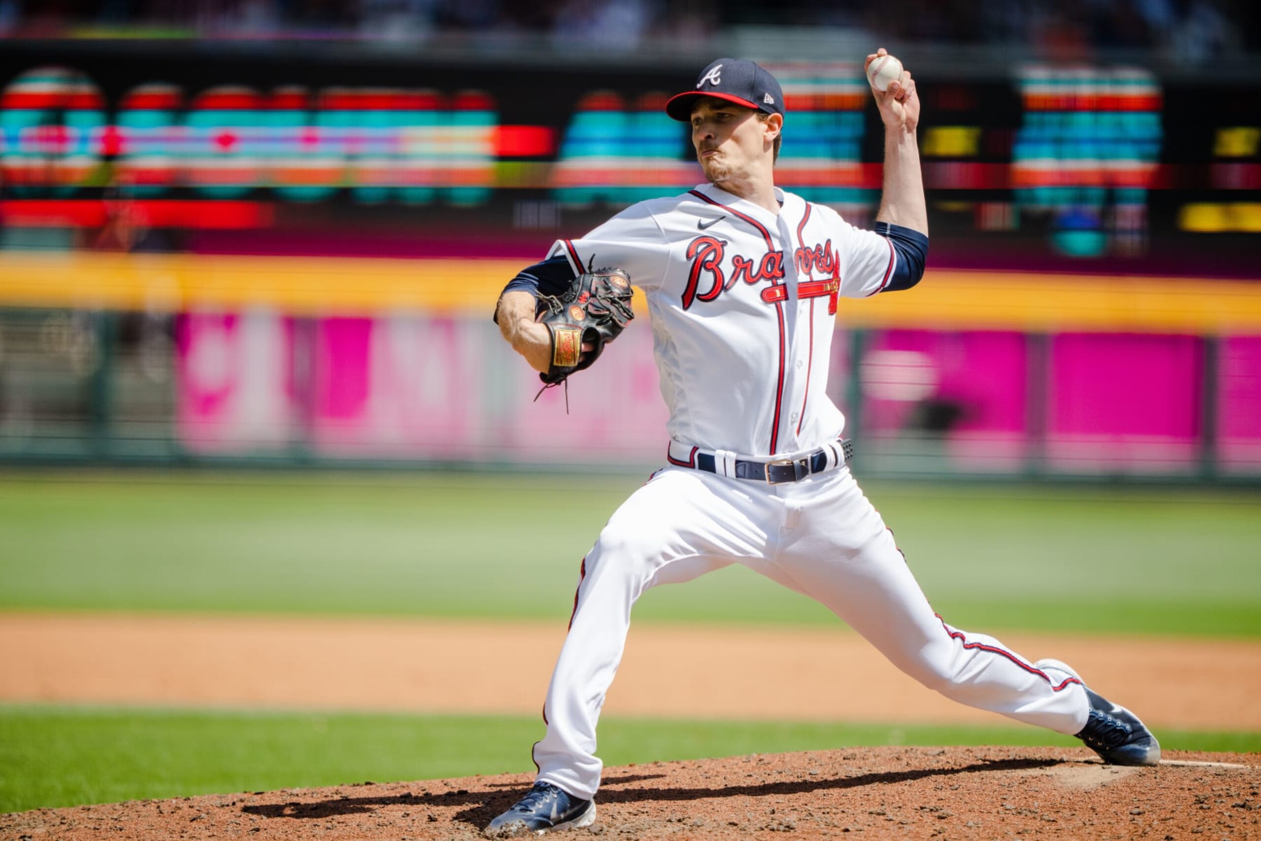 ATLANTA, GA - APRIL 23: Max Fried #54 of the Atlanta Braves pitches during the sixth inning against the Houston Astros at Truist Park on April 23, 2023 in Atlanta, Georgia. (Photo by Kevin D. Liles/Atlanta Braves/Getty Images)