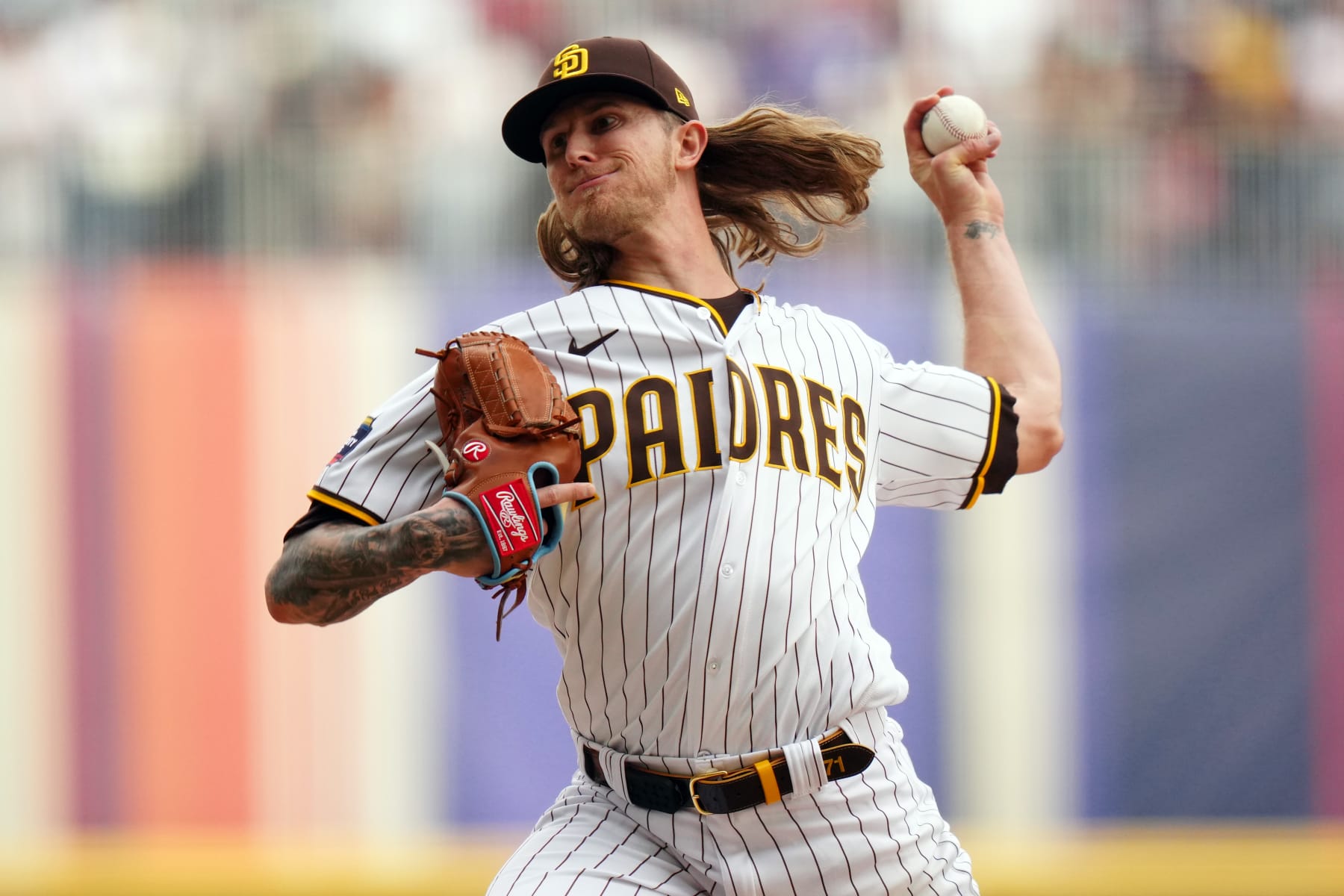 MEXICO CITY, MEXICO - APRIL 30:  Josh Hader #71 of the San Diego Padres pitches in the ninth inning during the game between the San Francisco Giants and the San Diego Padres at Alfredo Harp Helú Stadium on Sunday, April 30, 2023 in Mexico City, Mexico. (Photo by Daniel Shirey/MLB Photos via Getty Images)